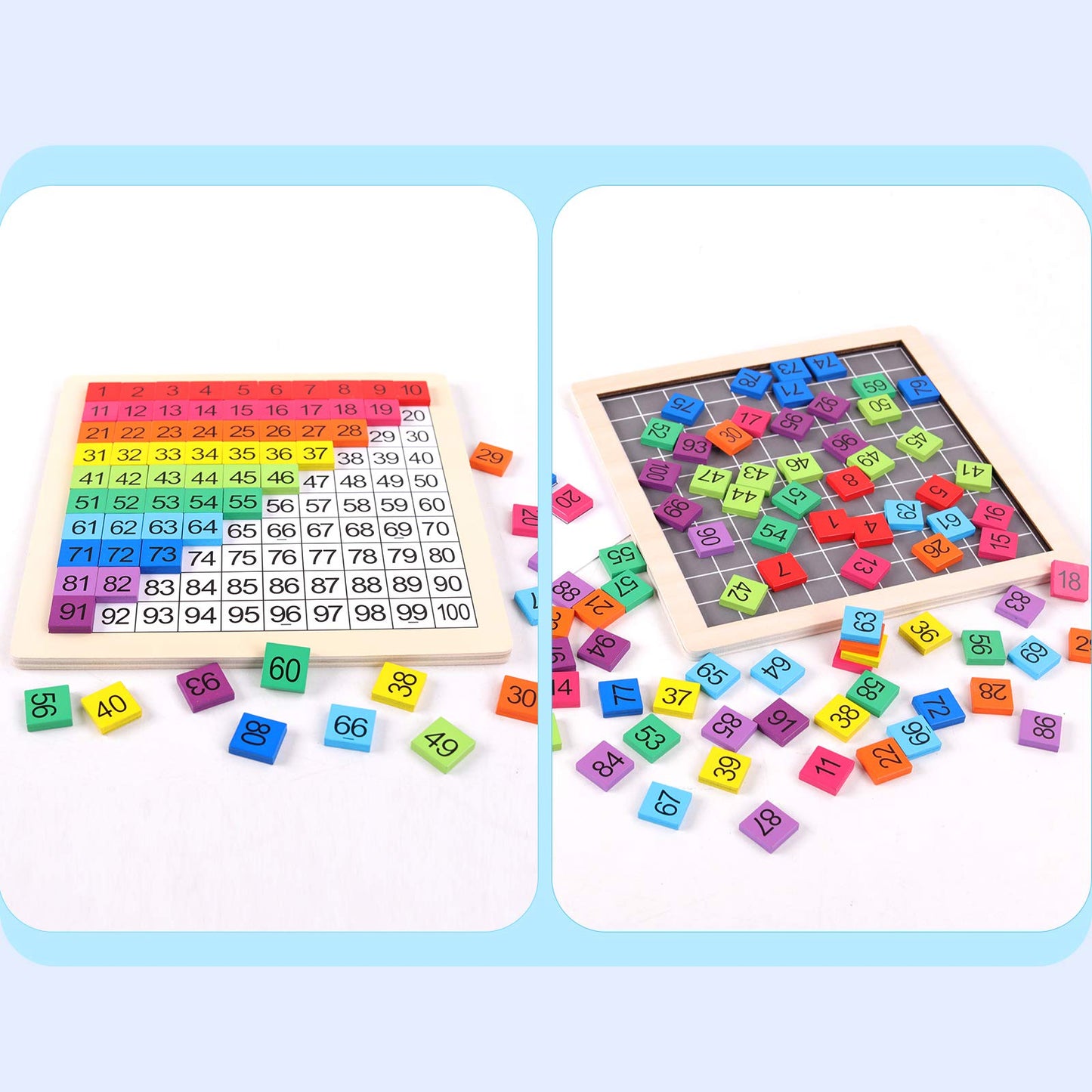GEMEM Wooden Montessori Math Counting Hundred Board 1-100 – Educational Toy