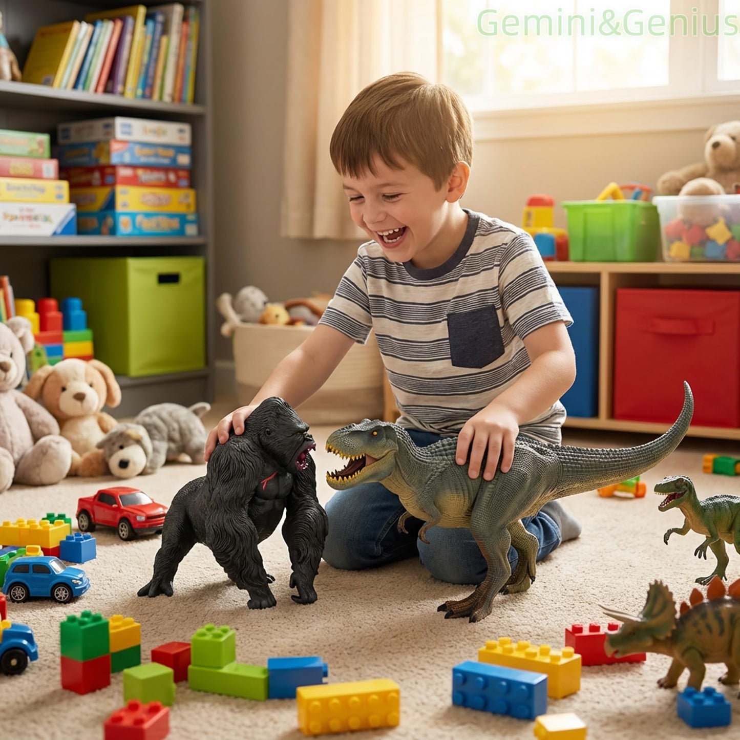 Gemini&amp;Genius Gorilla Toys Tyrannosaurus Rex – Movable Jaw Stand-Up Dino Figure for Kids