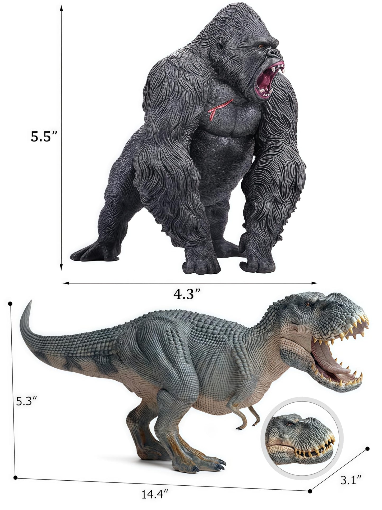 Gemini&amp;Genius Gorilla Toys Tyrannosaurus Rex – Movable Jaw Stand-Up Dino Figure for Kids