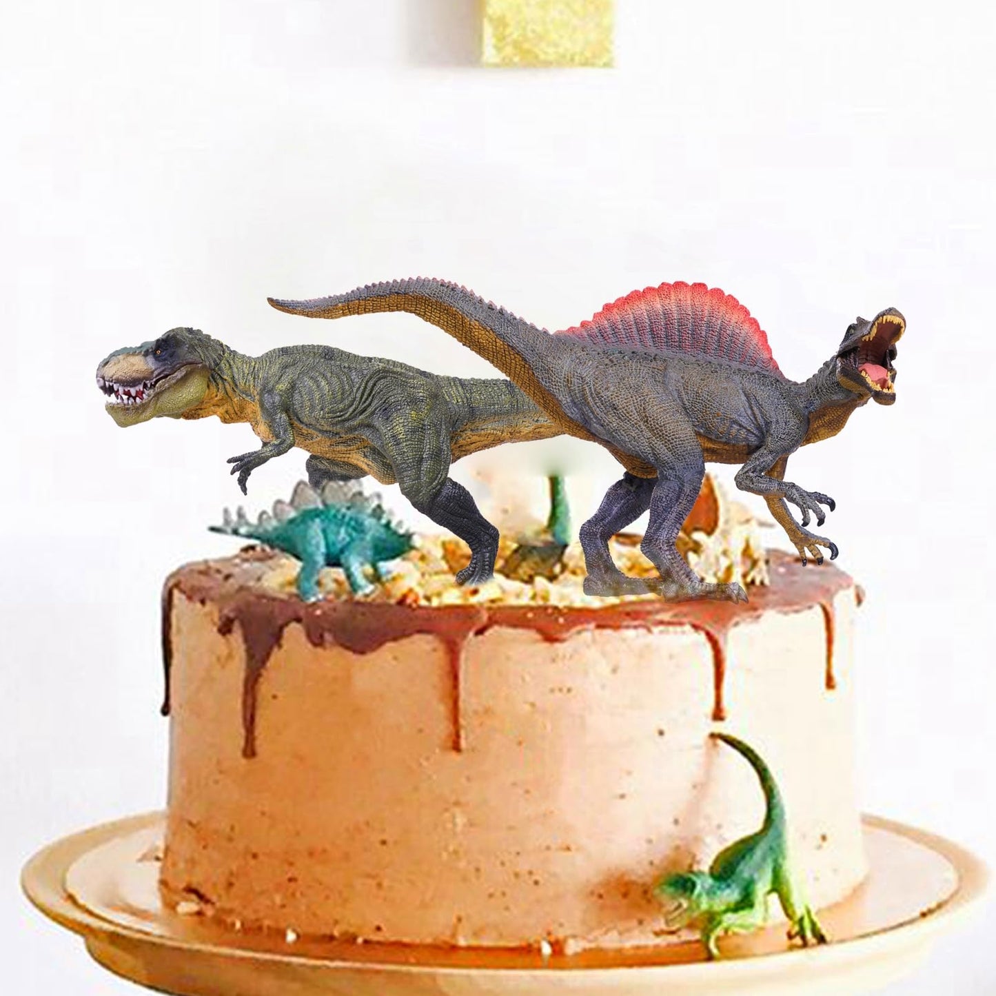 Gemini&Genius Dinosaurs: Tyrannosaurus Rex & Spinosaurus – Articulated Dino Figures for Play, Display & Cake Toppers