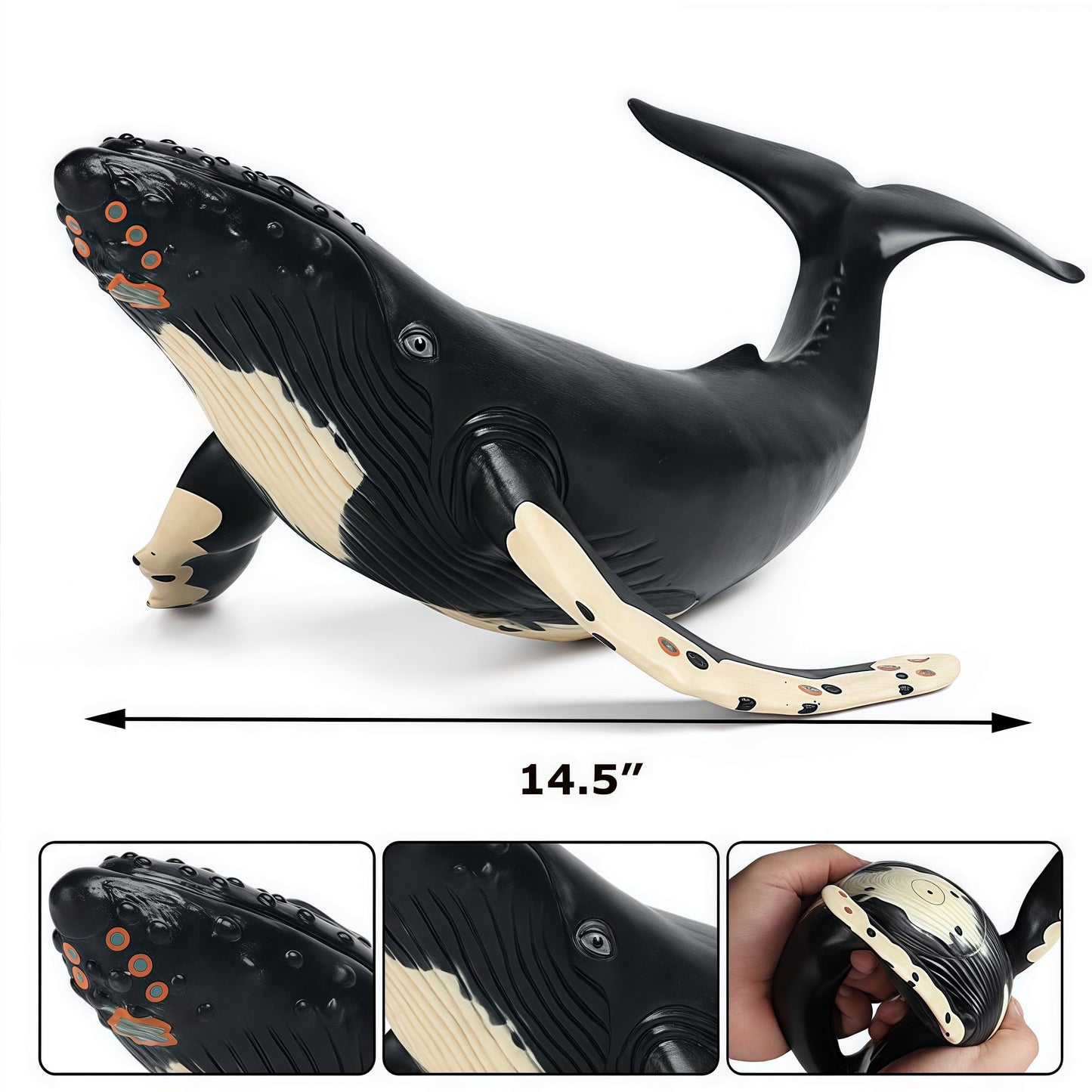 Gemini&Genius Humpback Whale Action Figure – Soft PVC Ocean Toy for Bath, Beach & Cake Decor