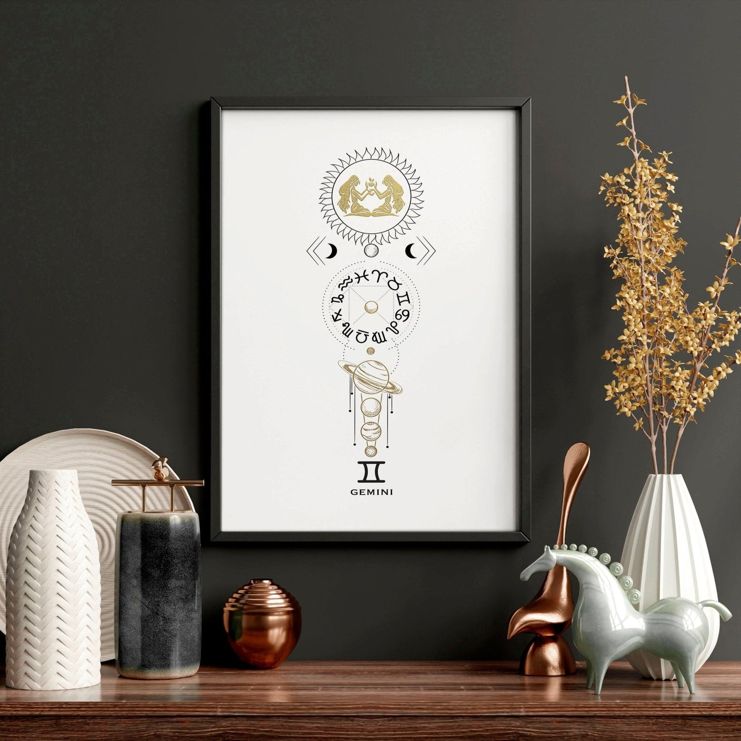 Gemini zodiac sign wall art print