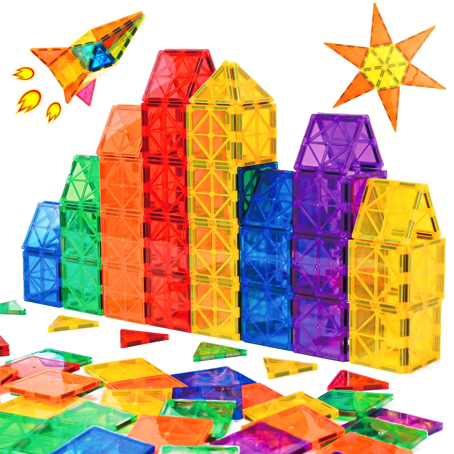 Gemmicc Magnetic Tiles 55 PCS Starter Set – STEM Toys for Kids | Build, Learn, Imagine