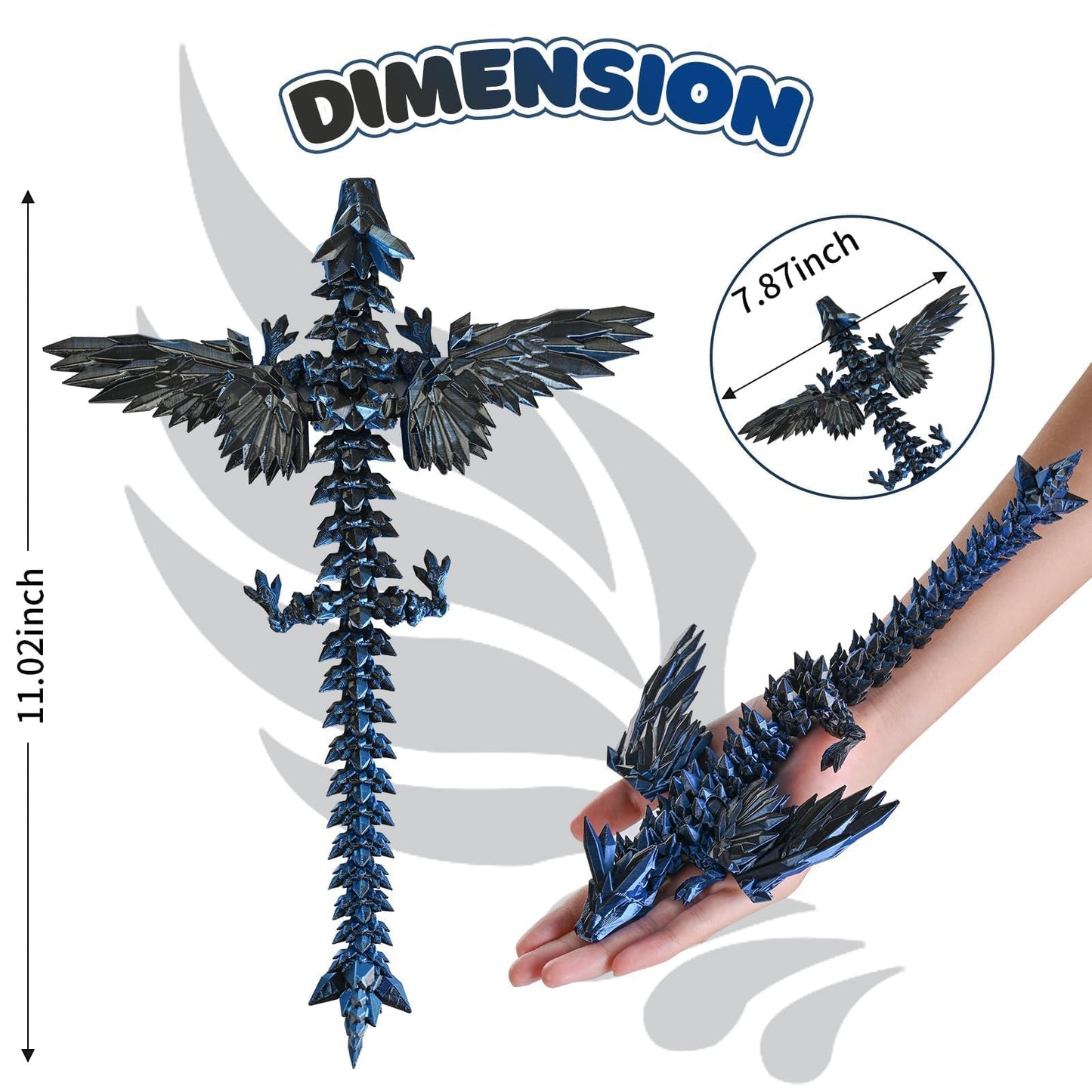 GemmiCho 3D Printed Dragon with Wings – 11-Inch Desktop Figurine & Fidget Toy