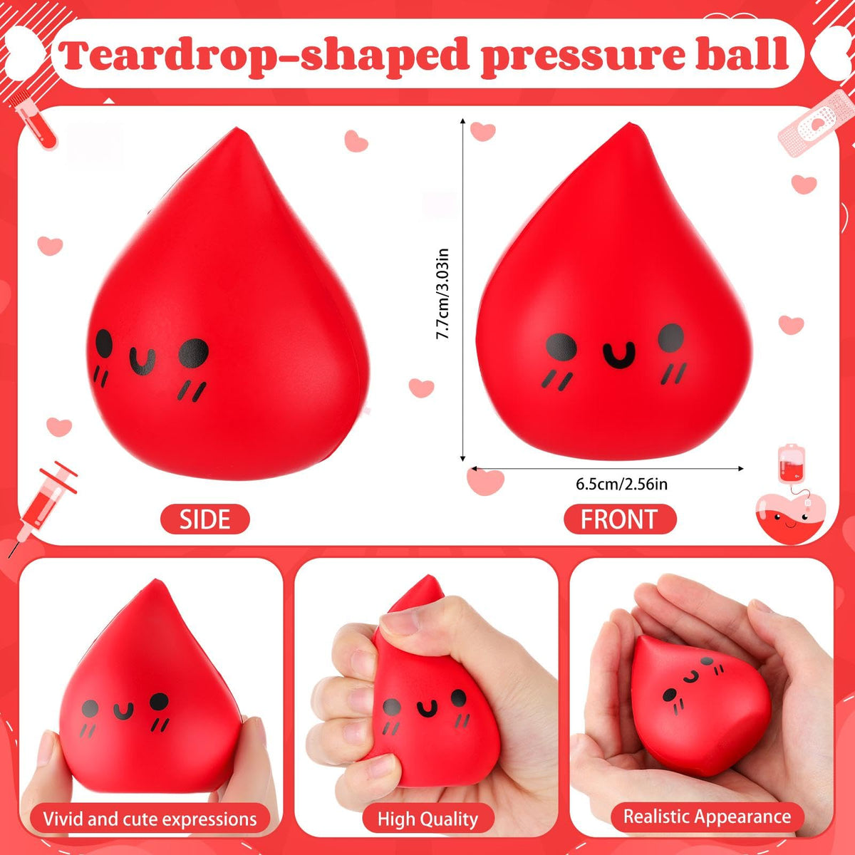 Gemscream 5 Pcs Nurse Gifts Blood Drop Stress Ball – Phlebotomy Stress Ball Set for Nurses