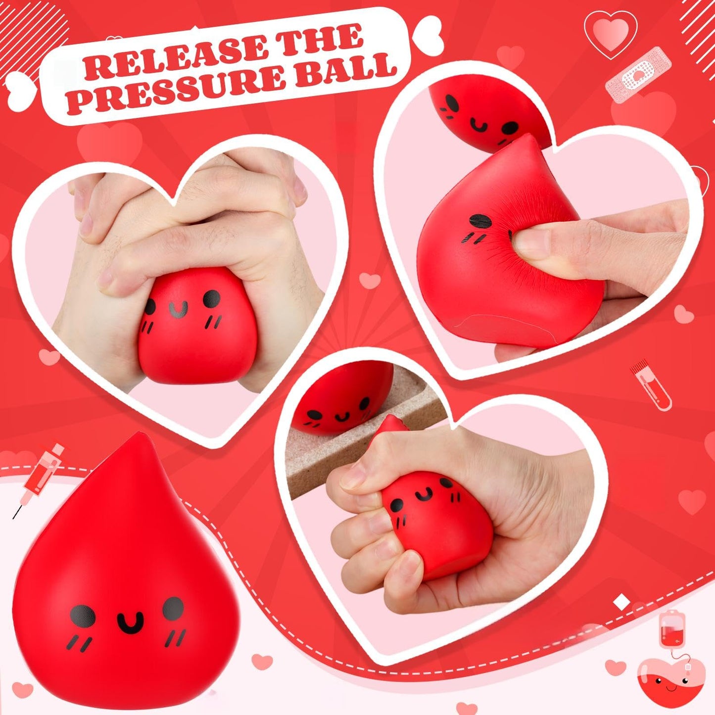 Gemscream 5 Pcs Nurse Gifts Blood Drop Stress Ball – Phlebotomy Stress Ball Set for Nurses
