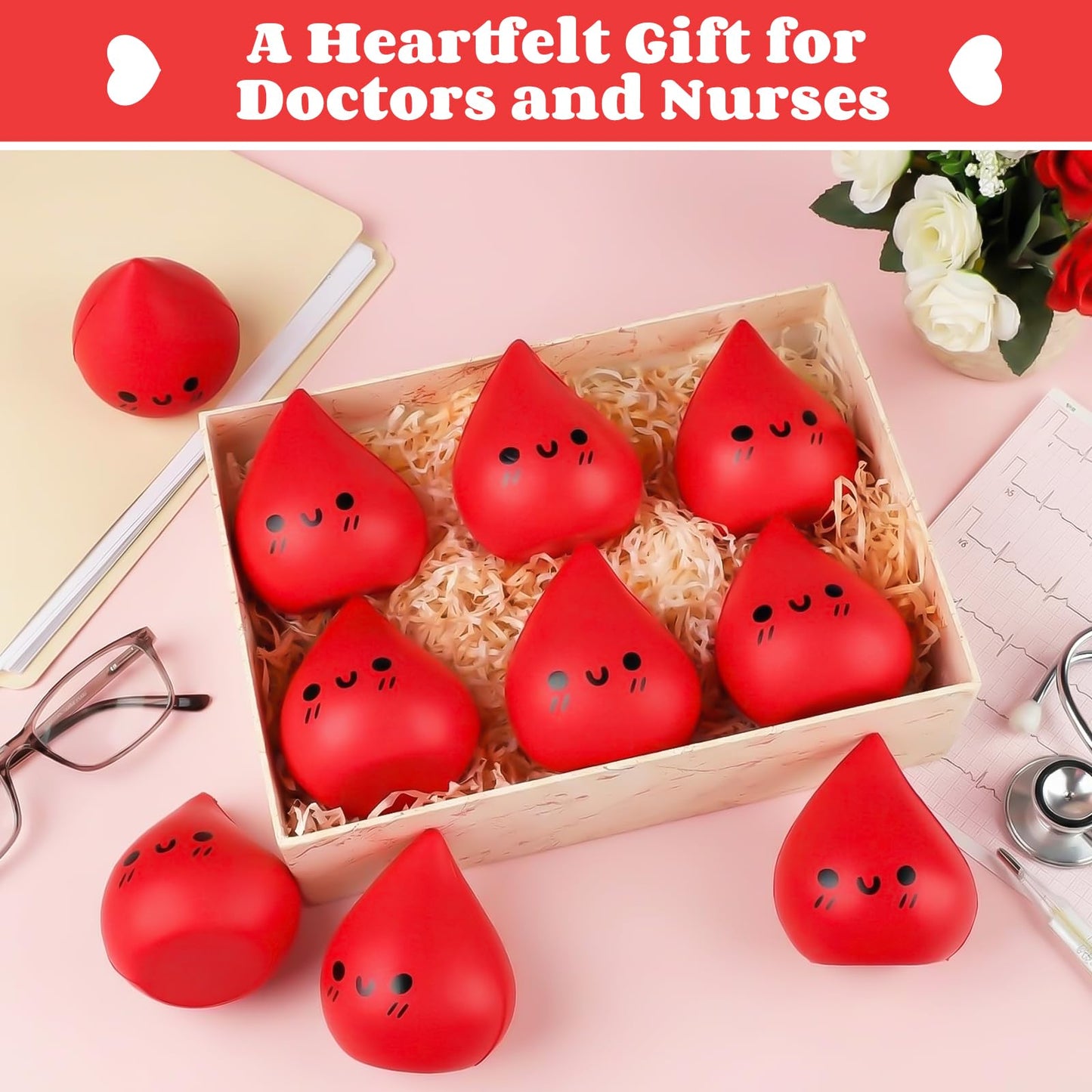Gemscream 5 Pcs Nurse Gifts Blood Drop Stress Ball – Phlebotomy Stress Ball Set for Nurses