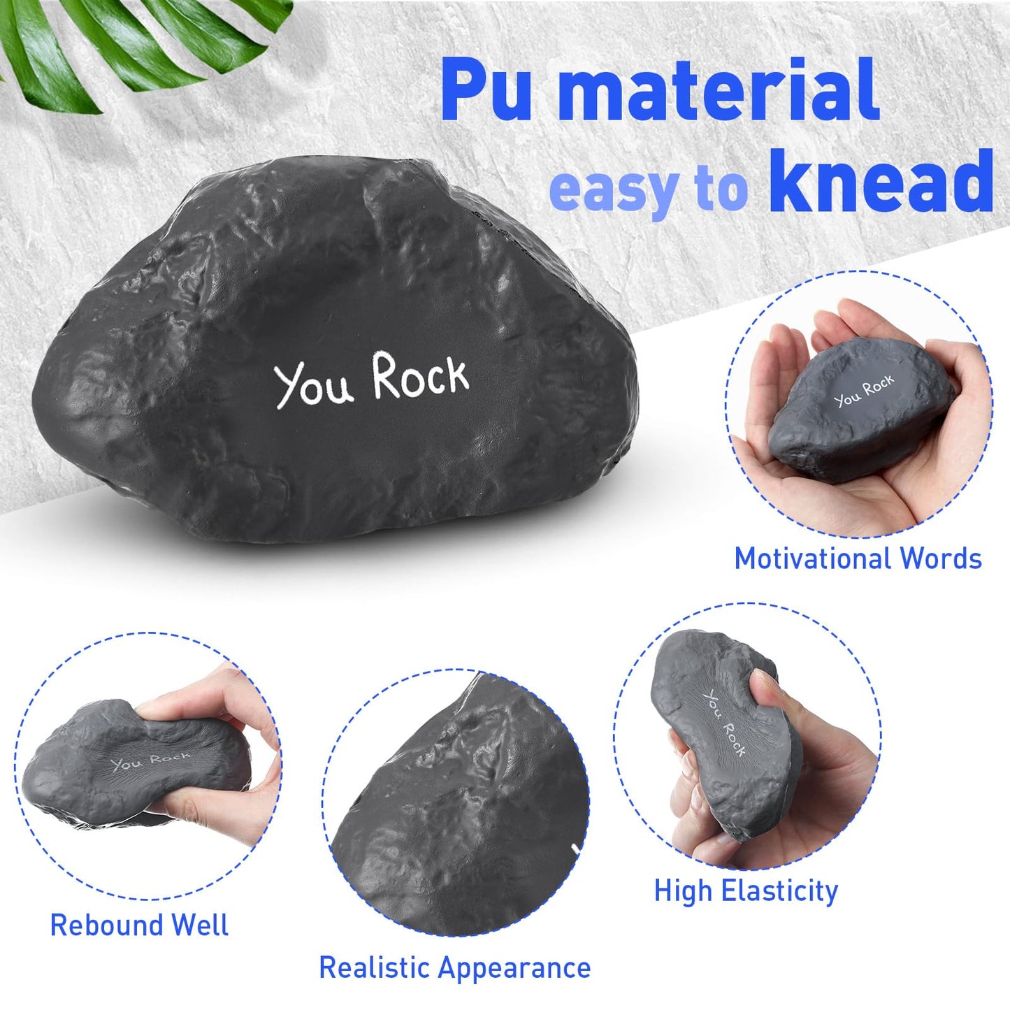 Gemscream Gray Rock Stress Balls – 30-Pack Motivational Squeezable Foam Stones
