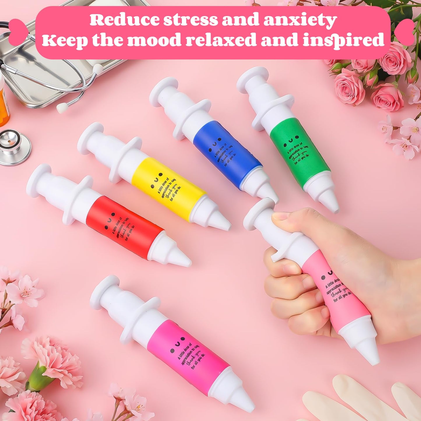 Gemscream 12-Pcs Nurse Gifts Syringe Stress Ball — Stress Relief for Nurses & Medical Staff