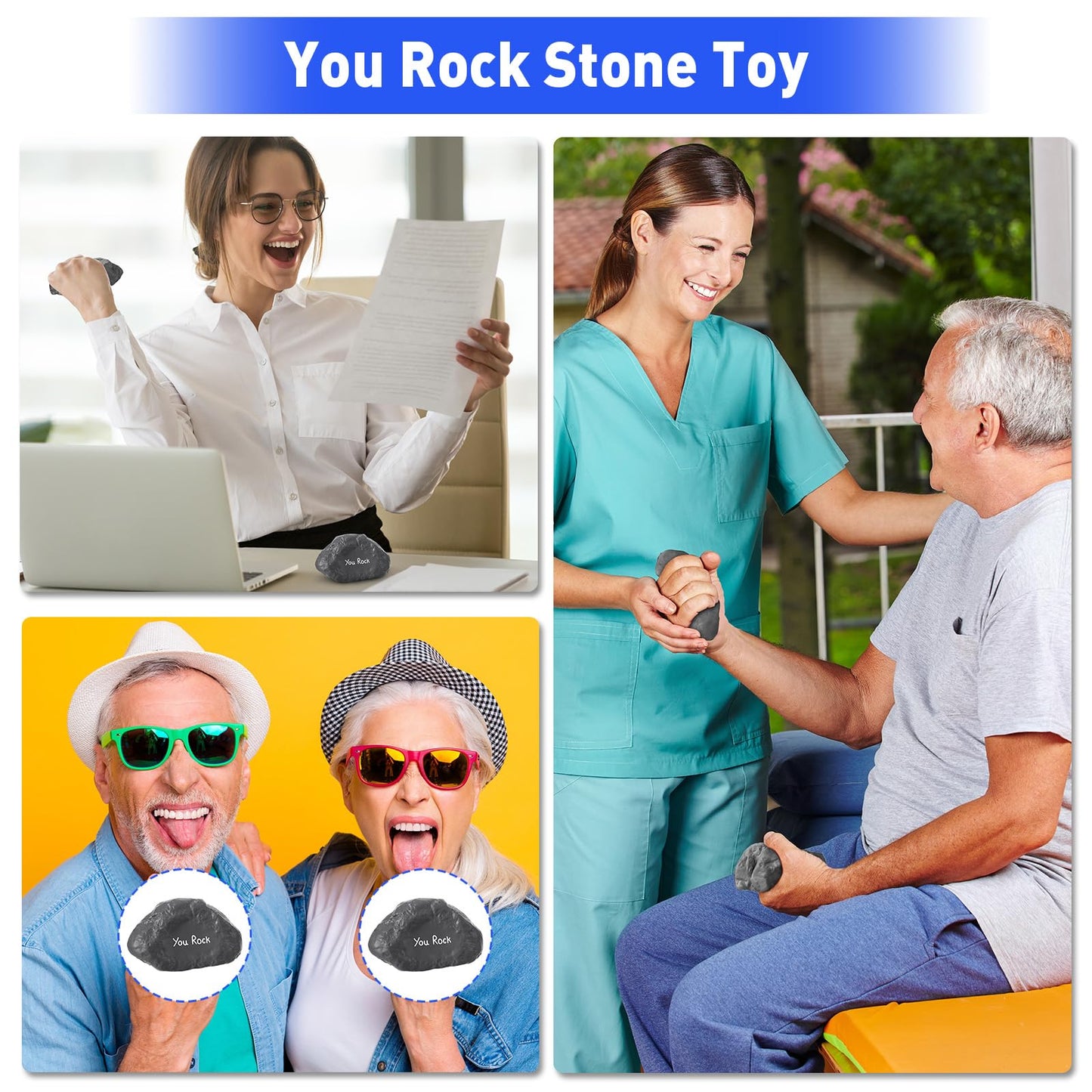 Gemscream Gray Rock Stress Balls – 30-Pack Motivational Squeezable Foam Stones