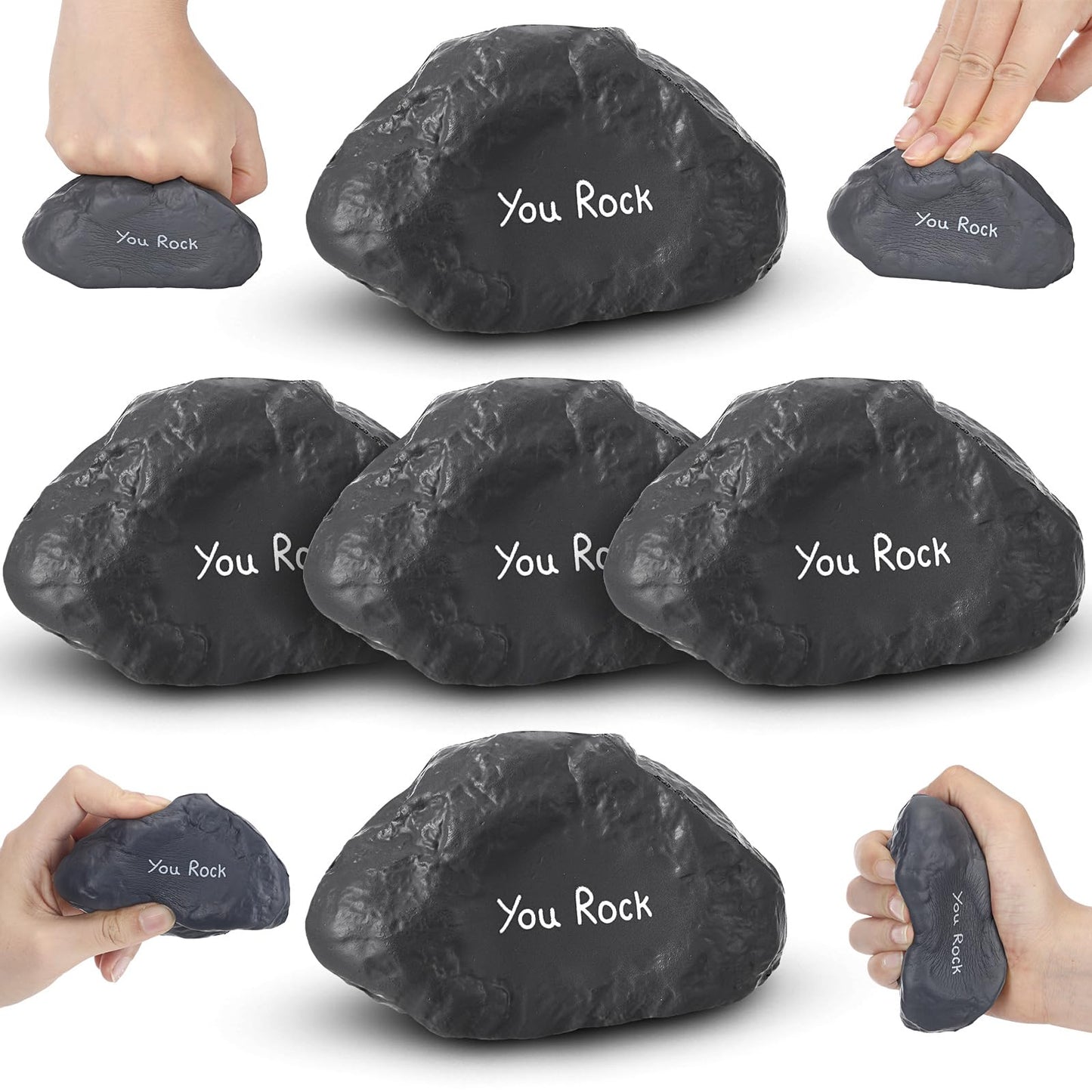Gemscream Gray Rock Stress Balls – 30-Pack Motivational Squeezable Foam Stones