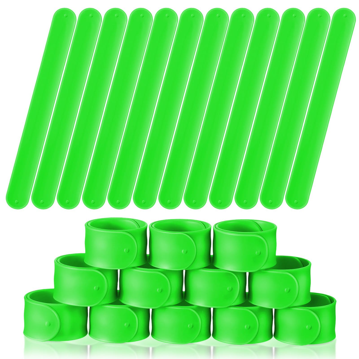Gemscream 12 Pcs Silicone Slap Bracelets – Green DIY Wristbands for Craft Projects & Party Favors