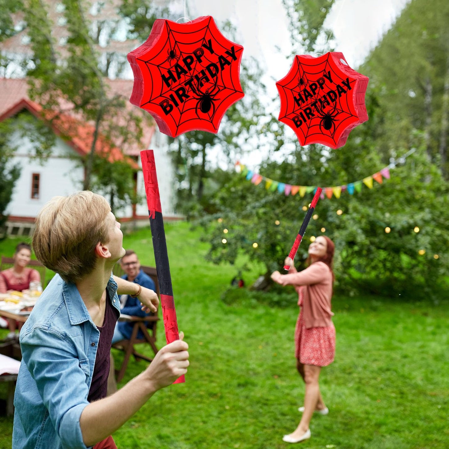 Gemscream Spider Pinata Set – Hero Party Decorations with Stick & Blindfold
