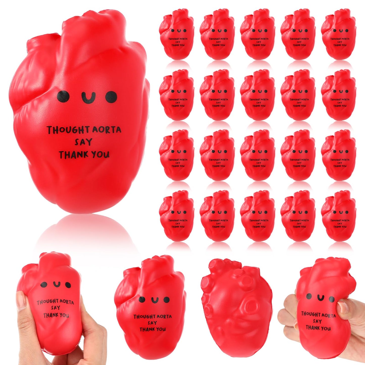 Gemscream 20-Pack Funny Heart Stress Balls – Squeezable Foam Stress Relievers for Office, Coworkers & Gifts