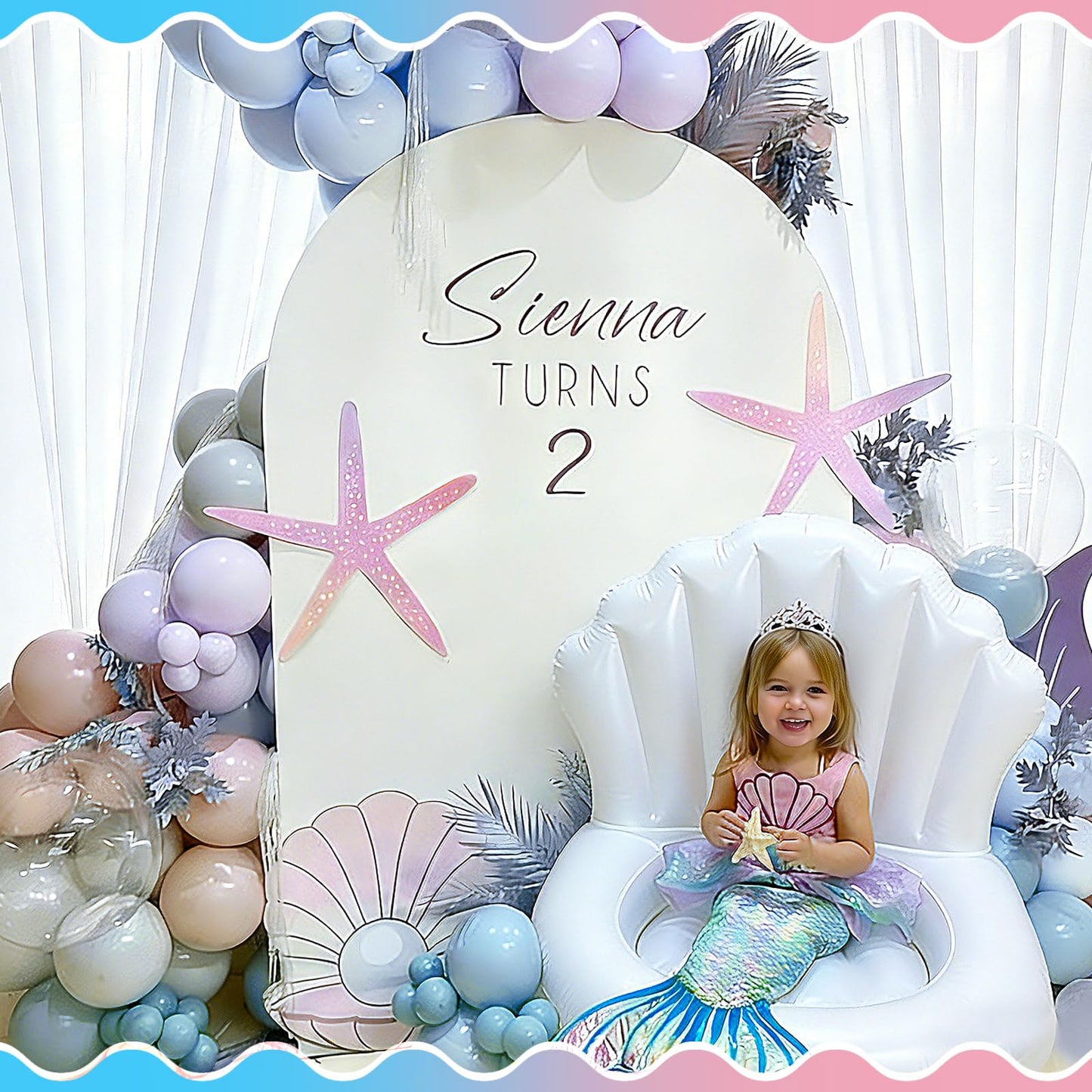 Gemscream Mermaid Seashell Inflatable Cooler – Ocean Theme Party Decor & Floating Drink Holder