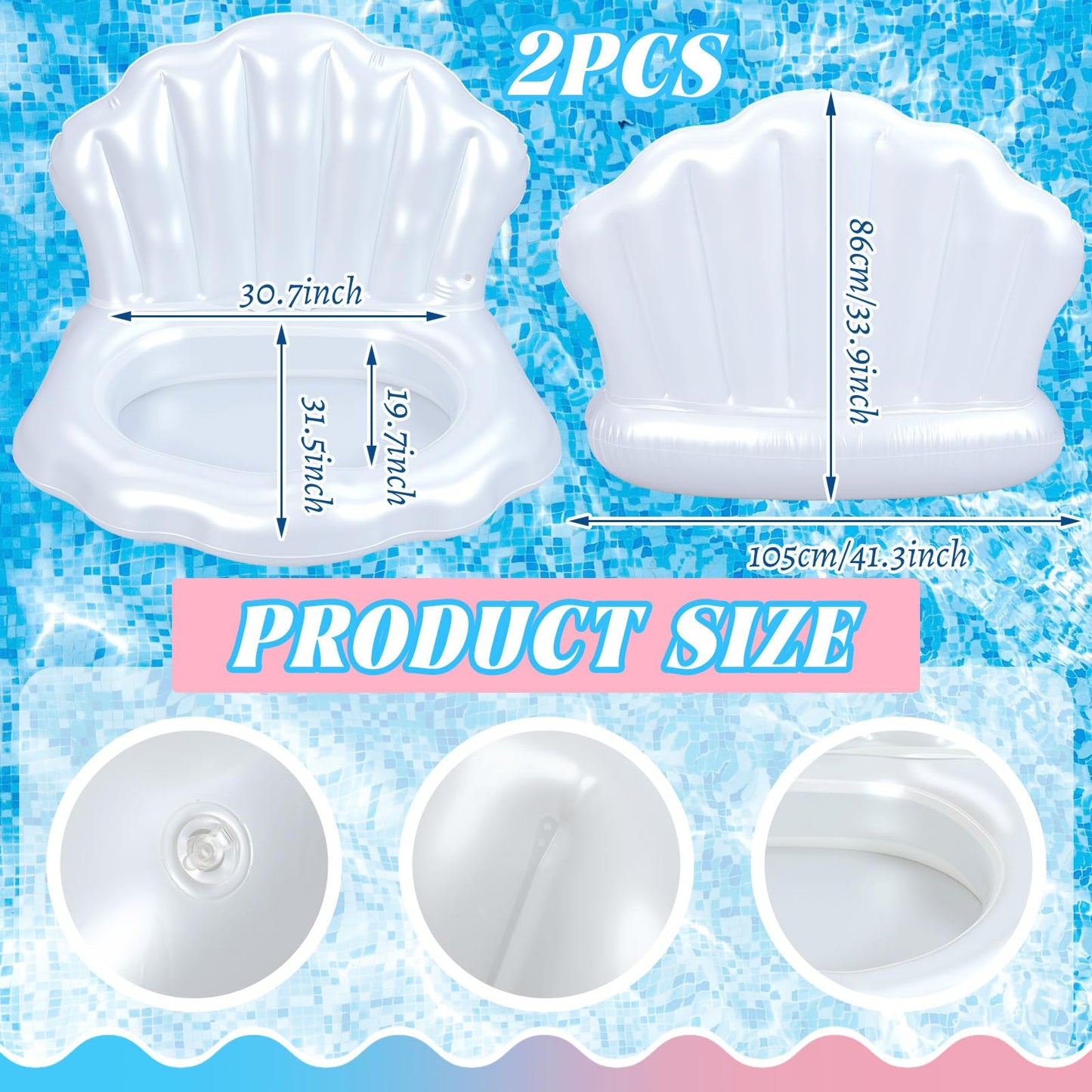 Gemscream Mermaid Seashell Inflatable Cooler – Ocean Theme Party Decor & Floating Drink Holder