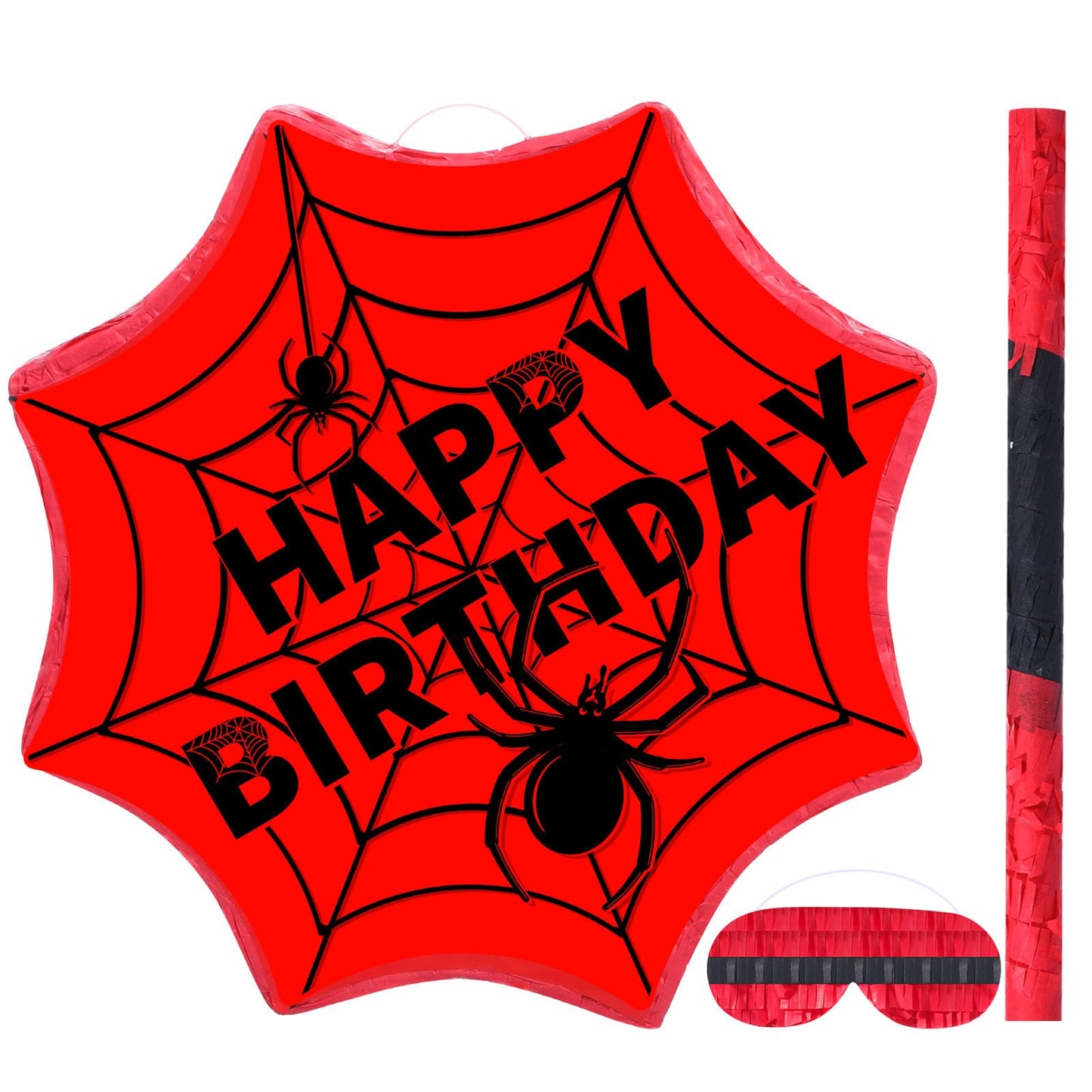 Gemscream Spider Pinata Set – Hero Party Decorations with Stick & Blindfold
