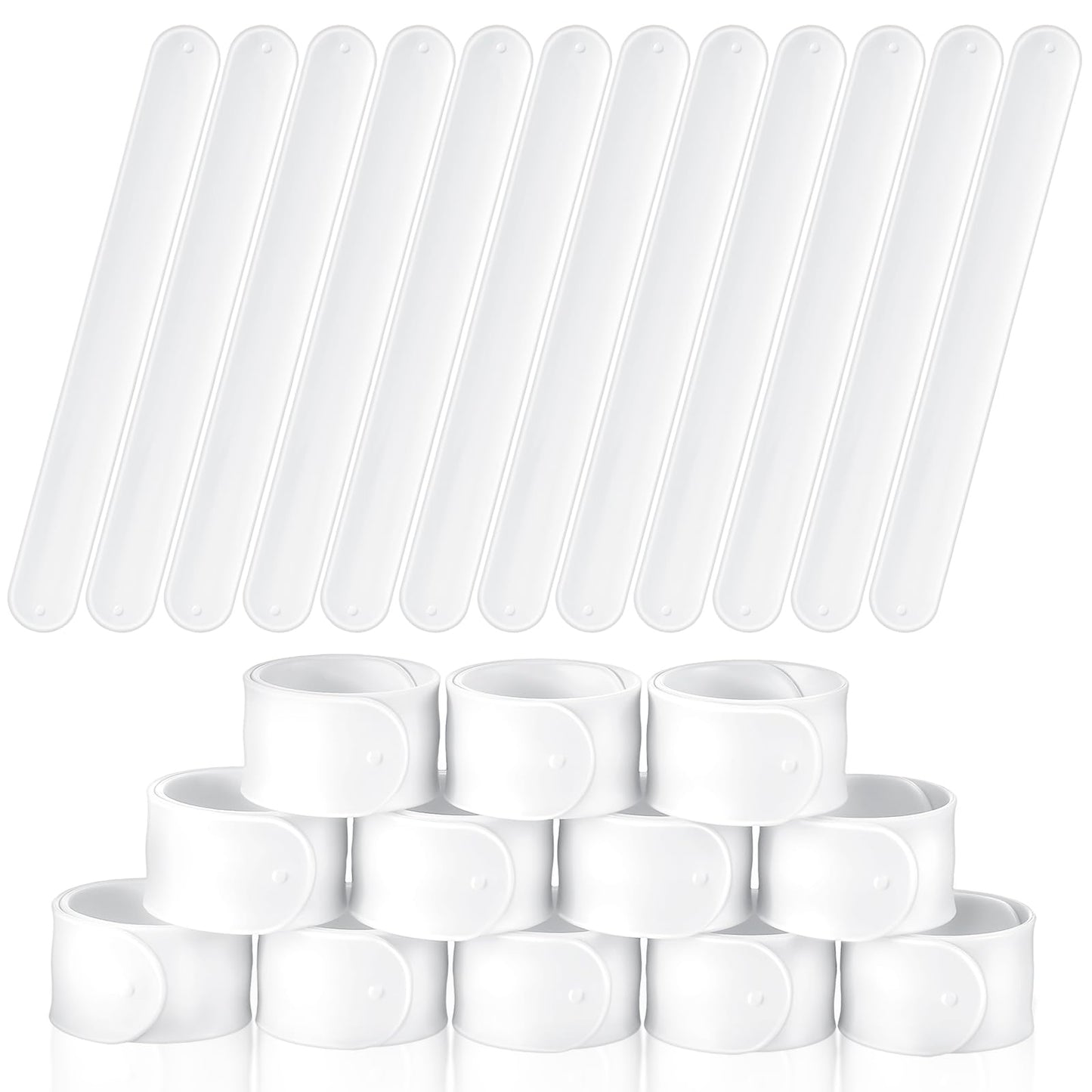 Gemscream 12 Pcs Silicone Slap Bracelets – DIY Wristbands for Craft Projects & Party Favors (White)
