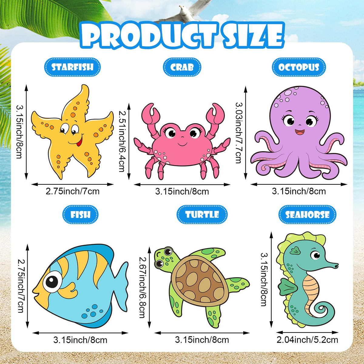 Gemscream 30 Sets Ocean Animals Craft Magnets – Color Your Own Under the Sea DIY Kit