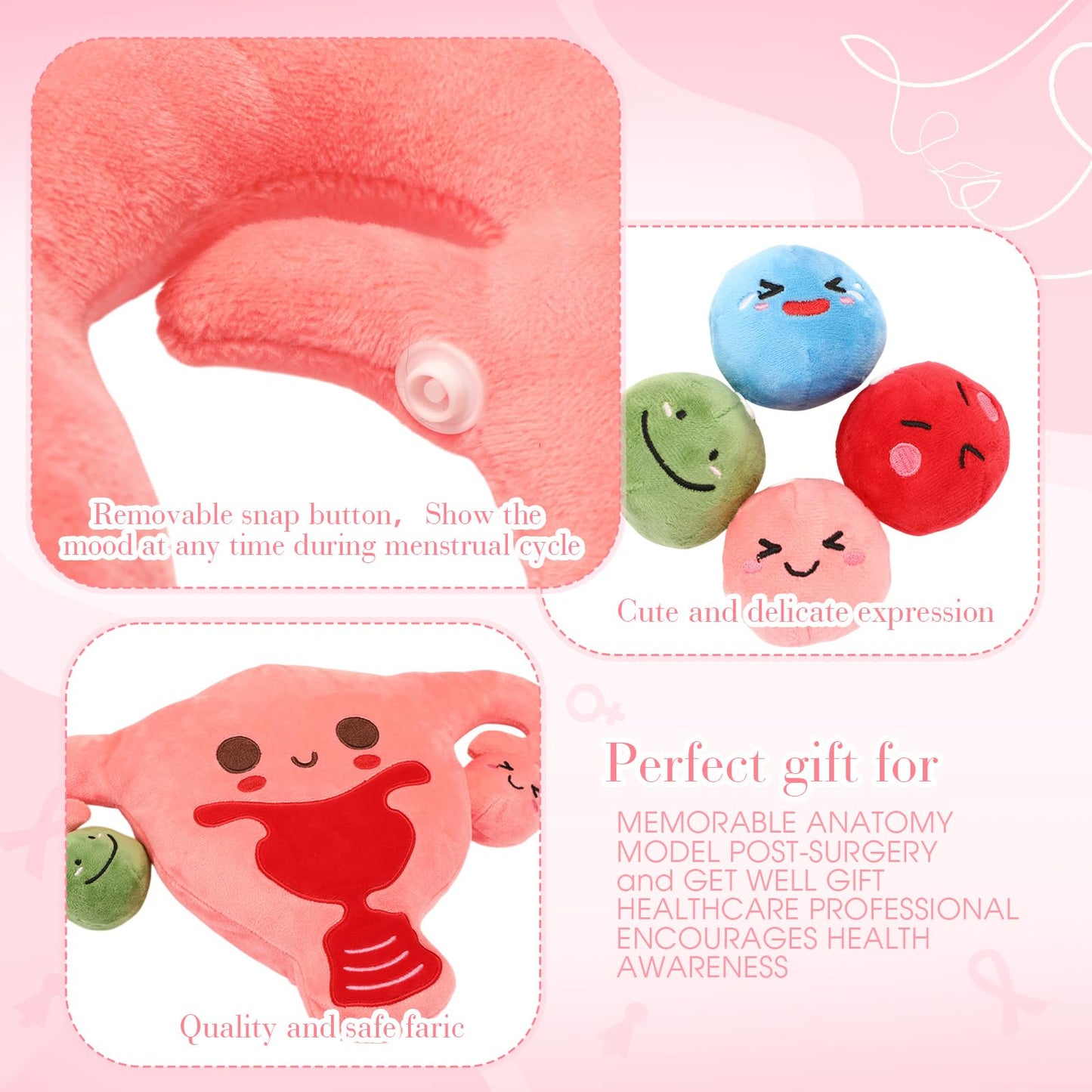 Gemscream 9.8 Inch Uterus Plush with 4 Emotional Follicles – Get Well & Awareness Gift