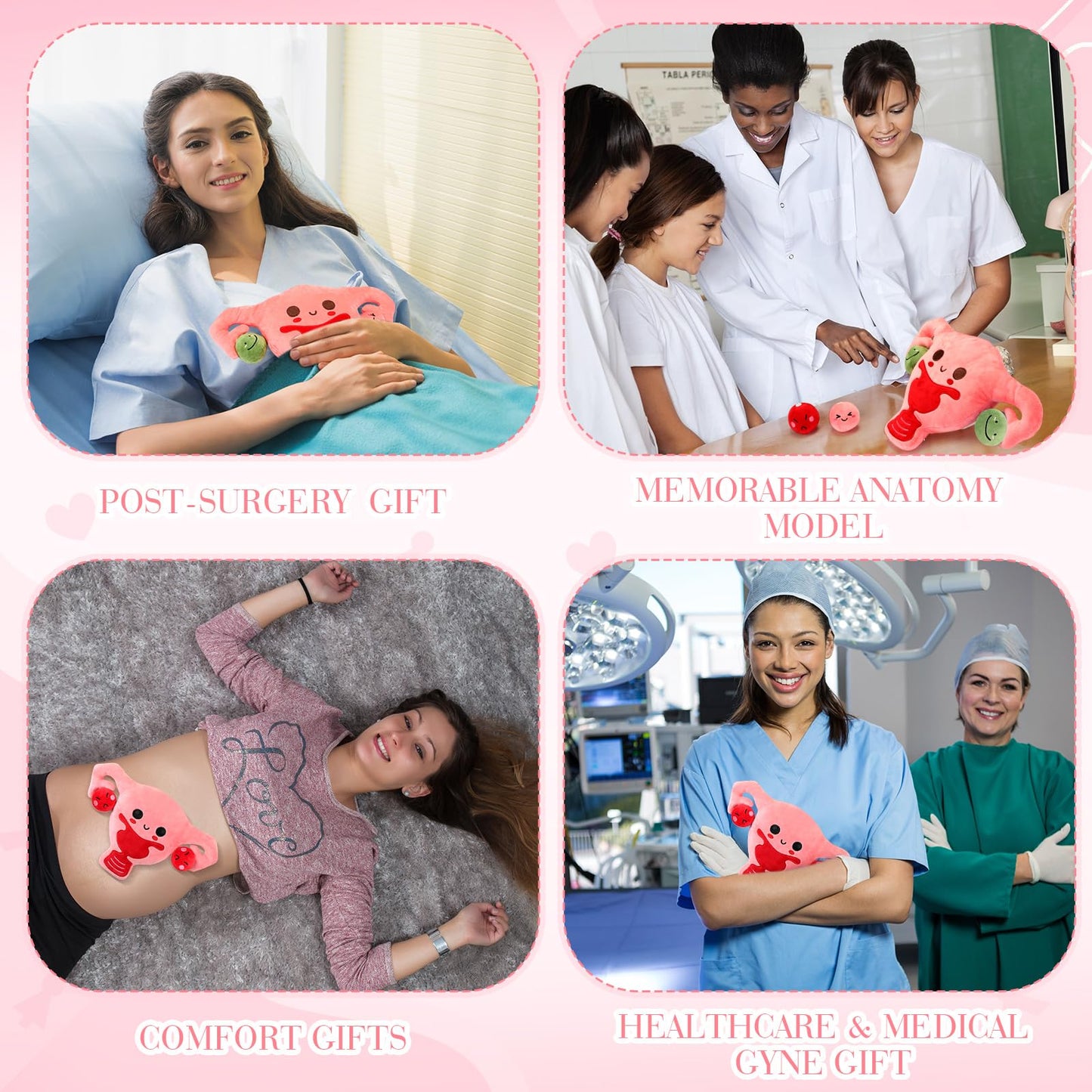 Gemscream 9.8 Inch Uterus Plush with 4 Emotional Follicles – Get Well & Awareness Gift