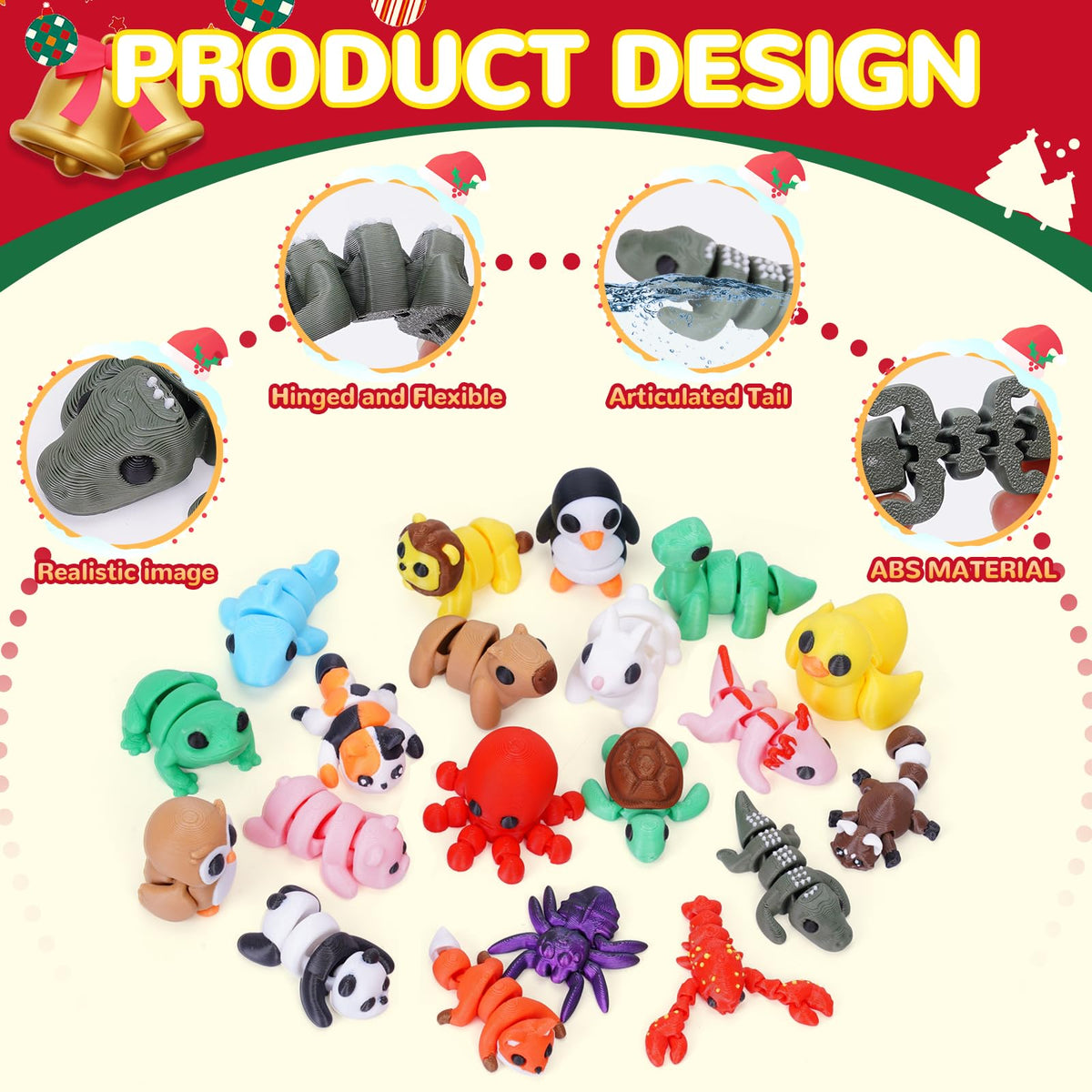 Gencokok 20pcs Mini Animals Set – 3D Printed Articulated Fidget Toys for Desk