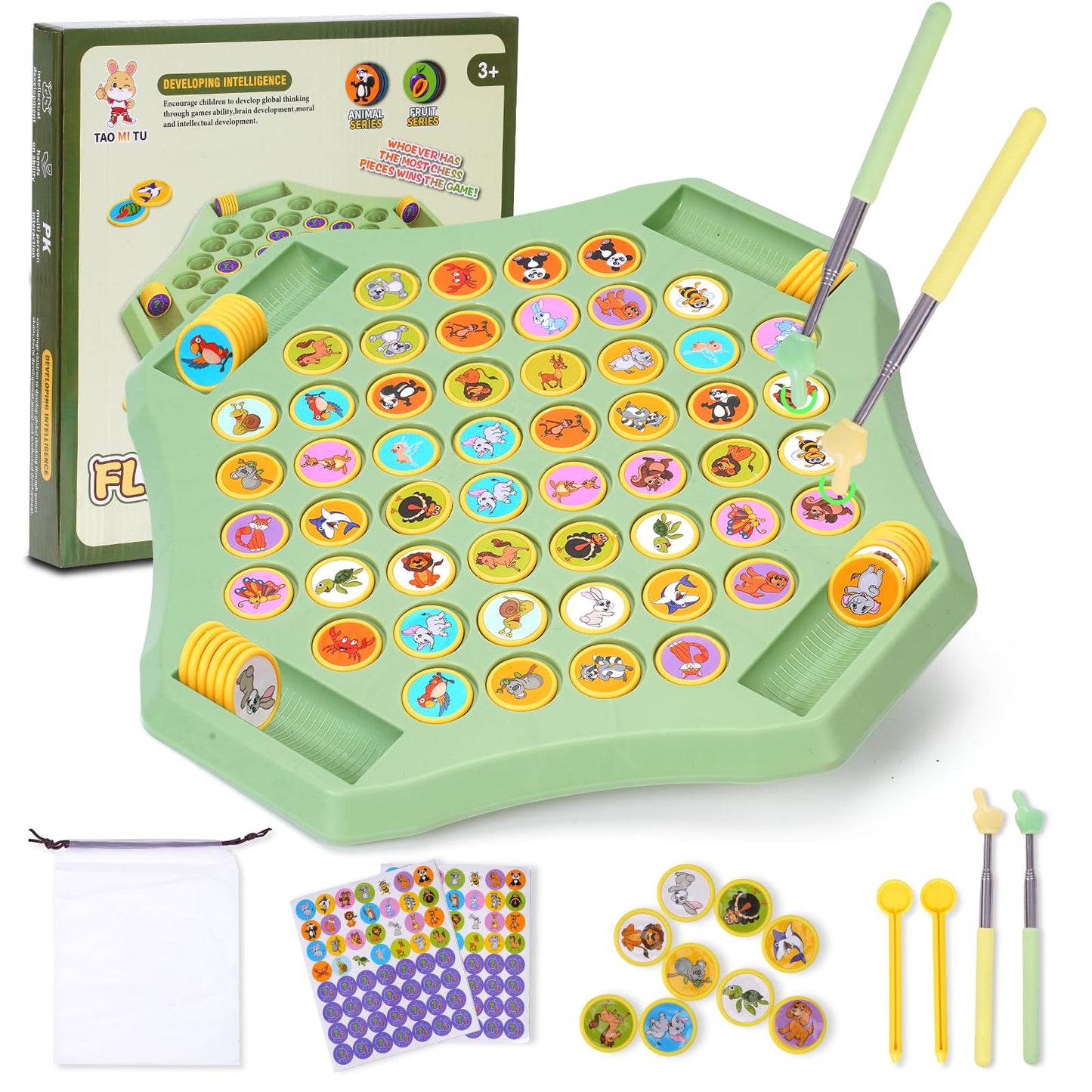 Gencokok 54PCS Animal Flip Chess Memory Game – Animal Flip Matching Board for Kids & Travel