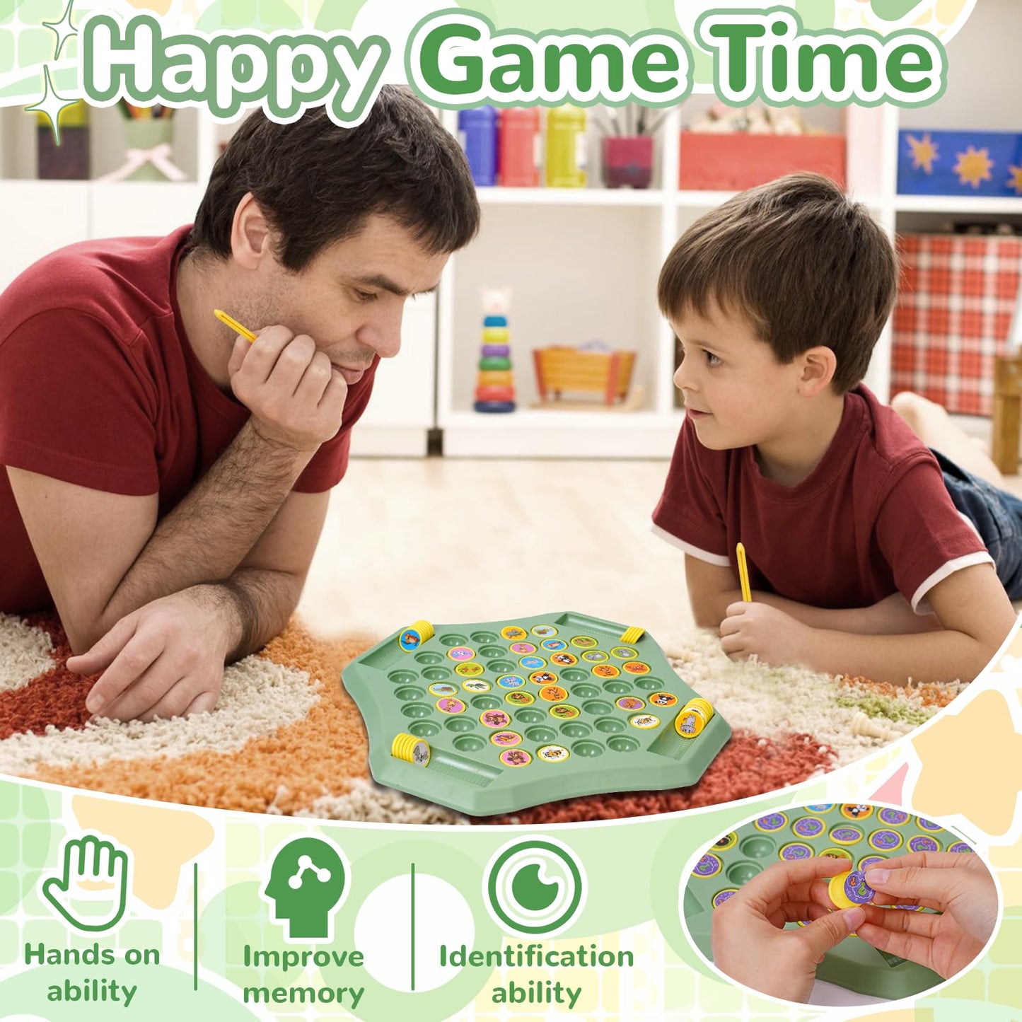 Gencokok 54PCS Animal Flip Chess Memory Game – Animal Flip Matching Board for Kids & Travel