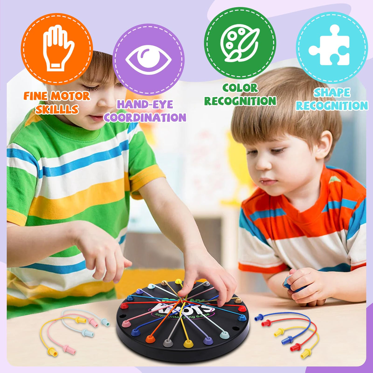 Gencokok Brainy Knots Rope Untangling Game – 10-Piece Twisted Rope Puzzle for Travel & Family Fun (Black)