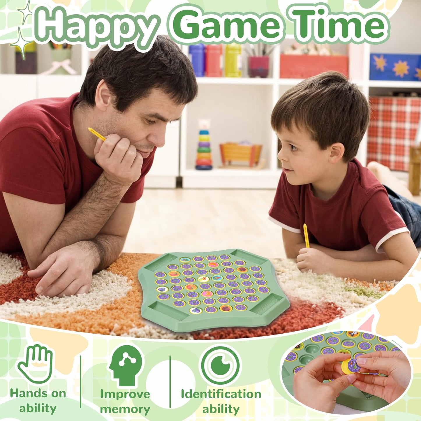 Gencokok 54PCS Fruit Flip Memory Chess Game – Animal Flip Matching for Kids