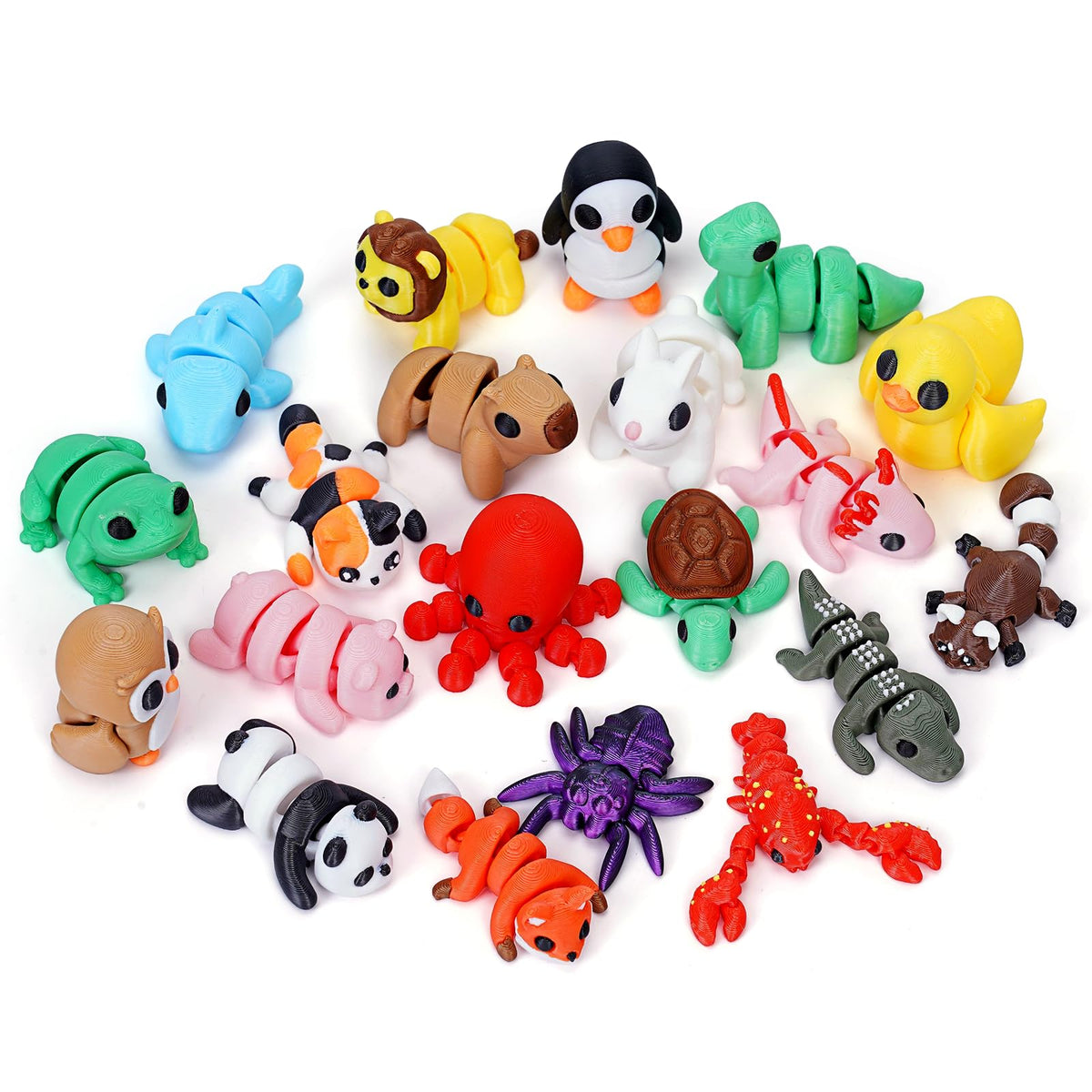 Gencokok 20pcs Mini Animals Set – 3D Printed Articulated Fidget Toys for Desk