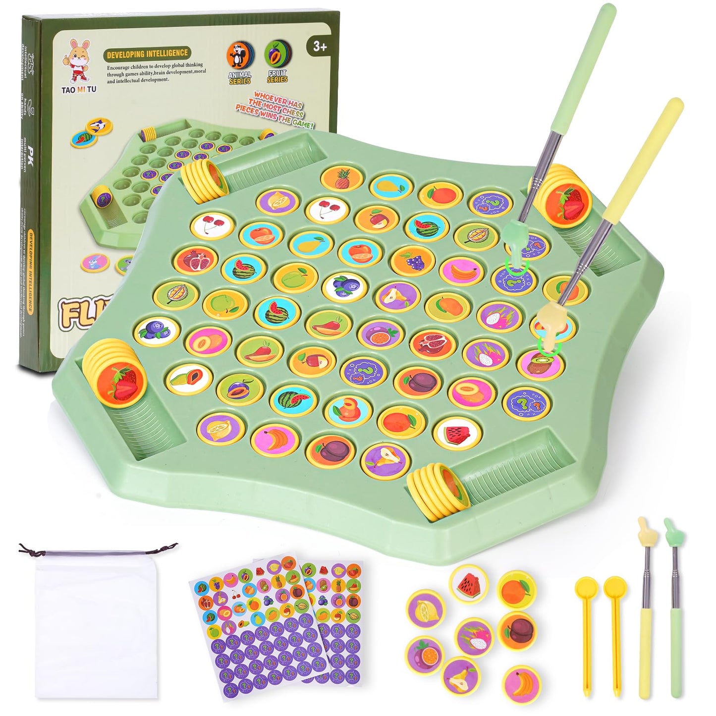 Gencokok 54PCS Fruit Flip Memory Chess Game – Animal Flip Matching for Kids