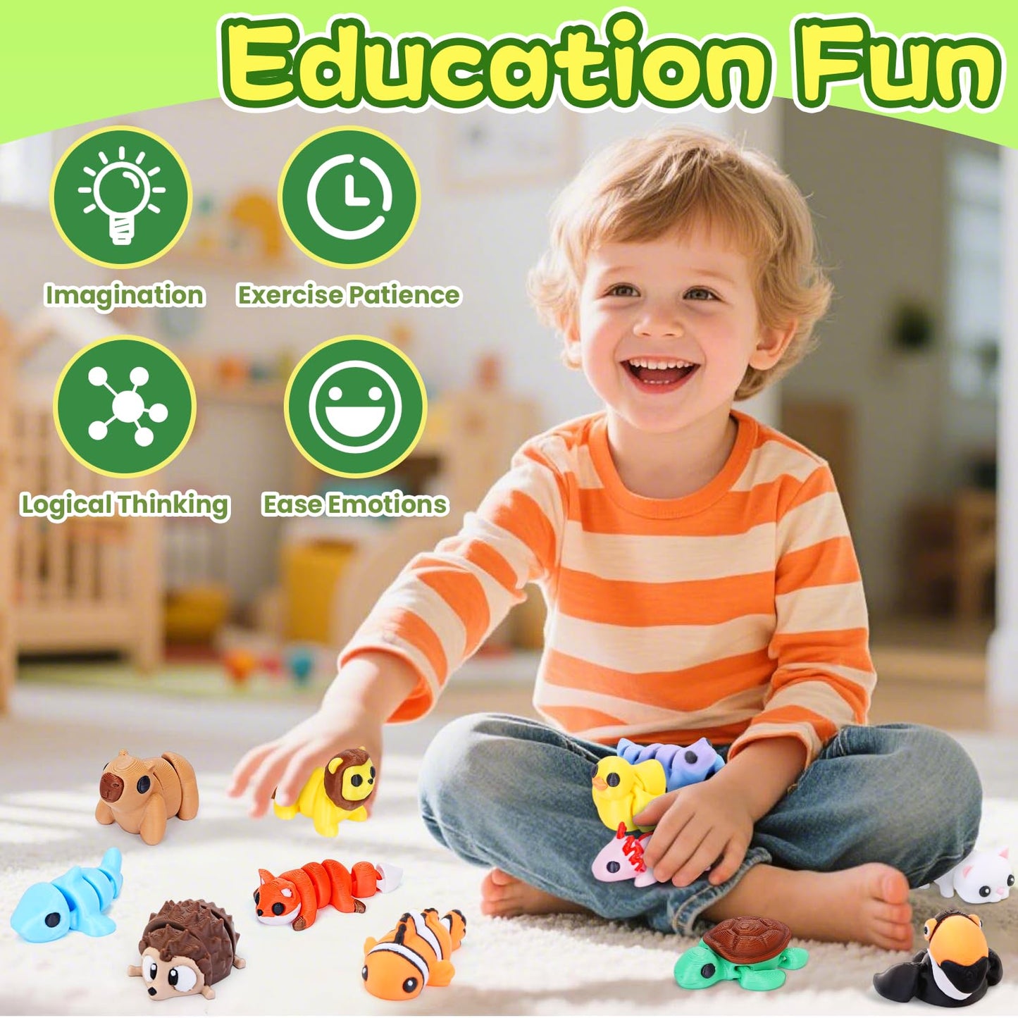 Gencokok 30PCS 3D Printed Animals Set | Mini Animal Figurines for Desk Decor & Fidget Toy