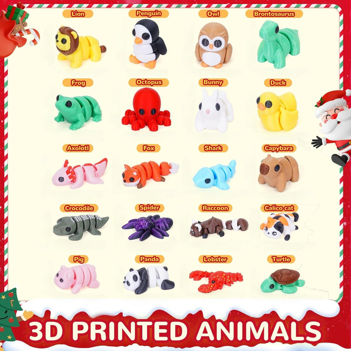 Gencokok 20pcs Mini Animals Set – 3D Printed Articulated Fidget Toys for Desk