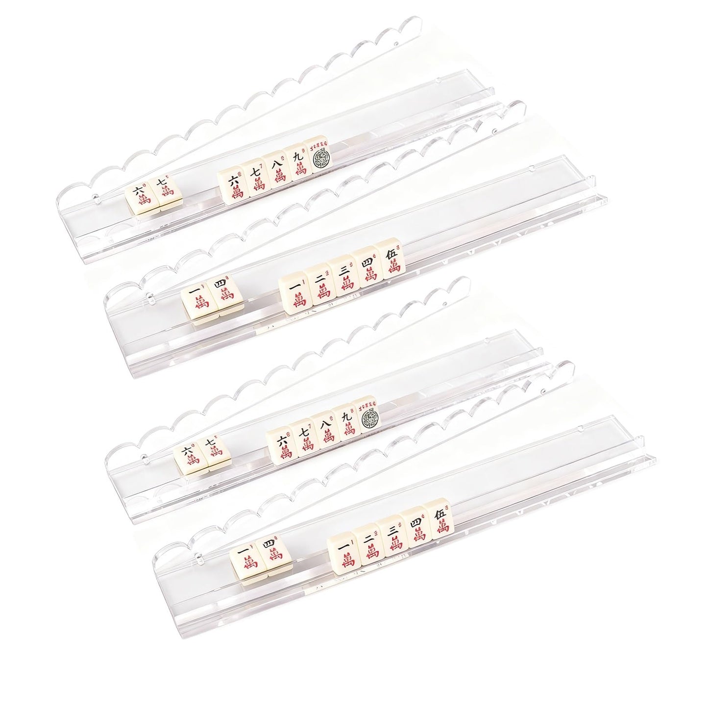 Generic 4-Piece Mahjong Racks with Pushers – Upgraded American Mahjong Stand Set