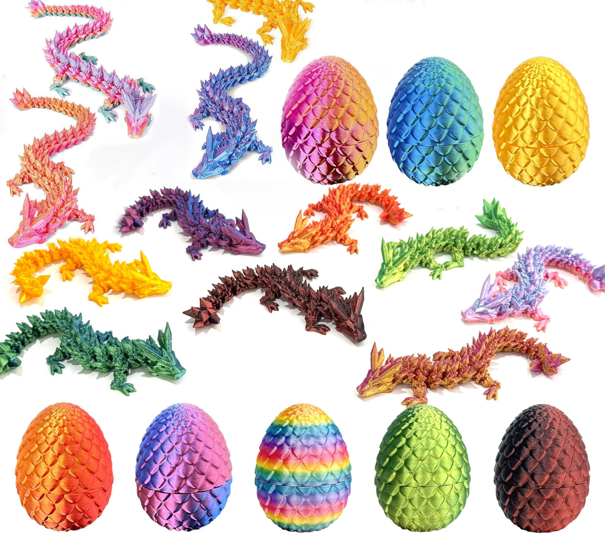 Generic 8pc 3D Printed Mystery Dragon Egg – Crystal Dragon Fidget Toys