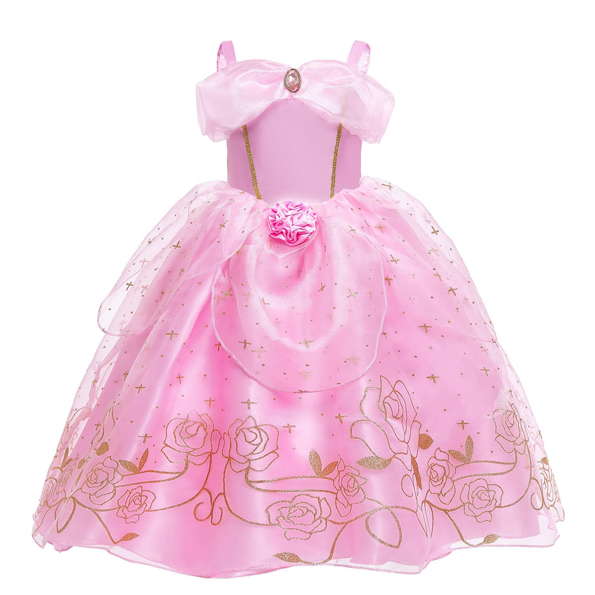 Generic Aurora Princess Costume for Girls 4-5T – Dress, Crown, Wand & Gloves