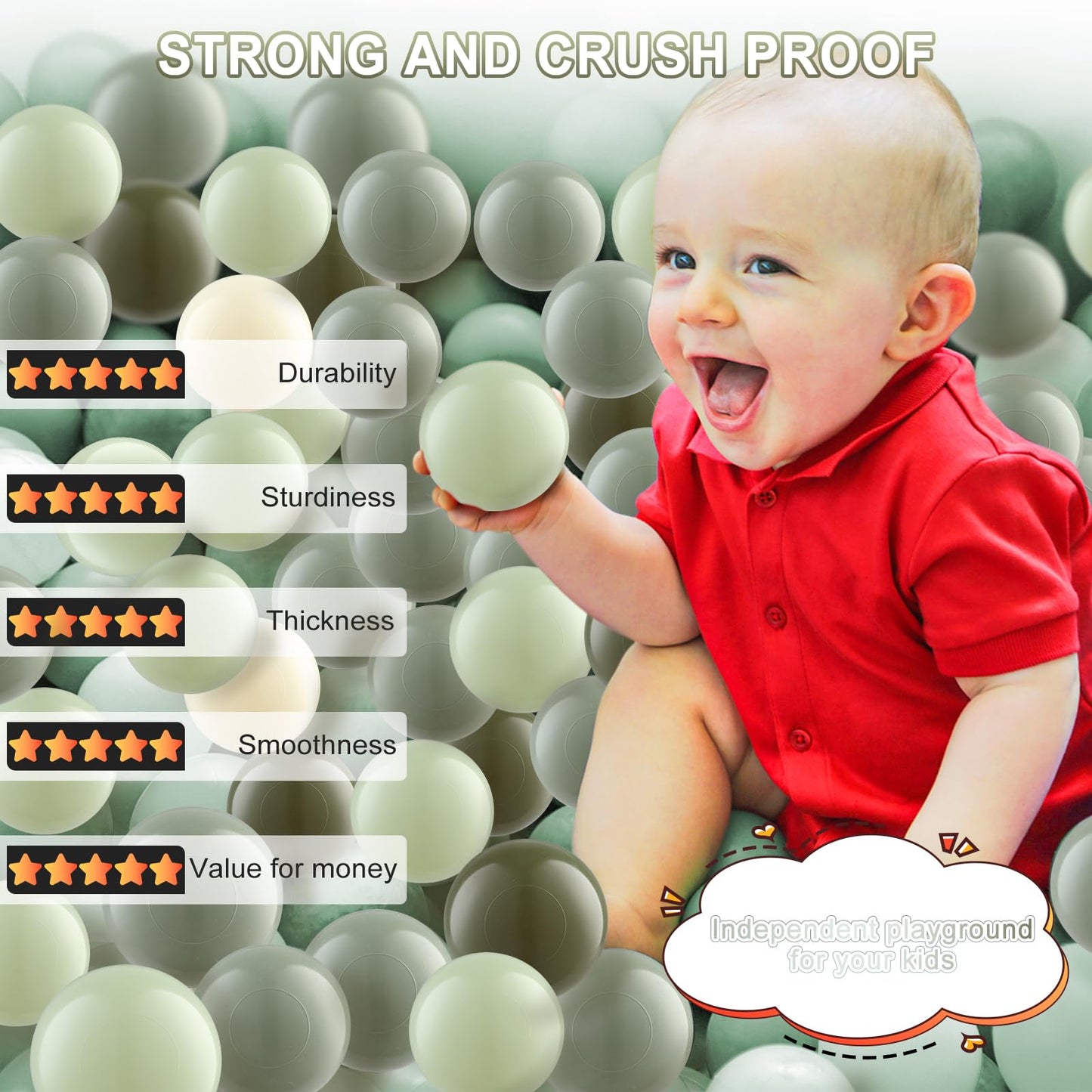Generic Ball Pit Balls 170 – Crush-Proof Multi-Color Plastic Balls for Kids