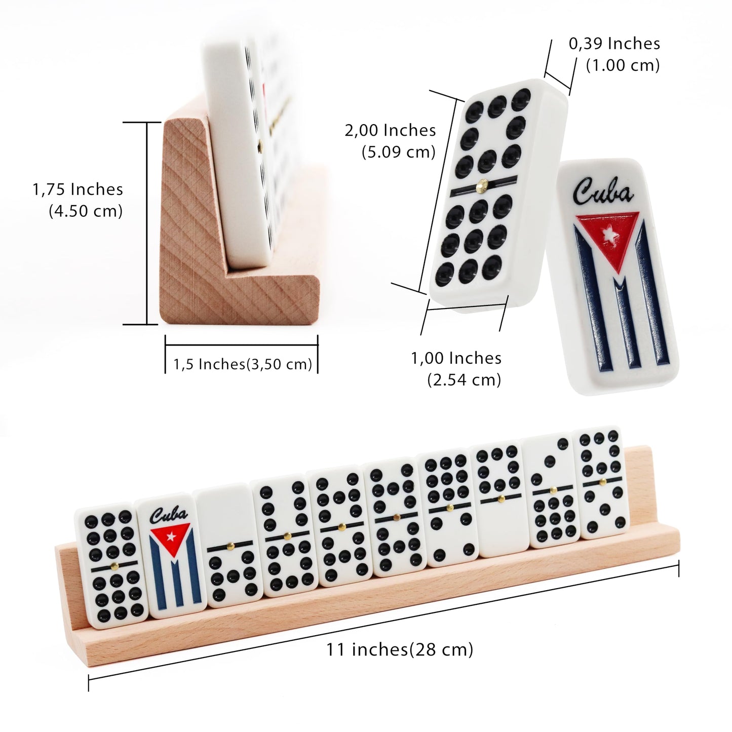 Generic Cuban Dominoes Double Nine Set – 55 Tiles & 4 Wooden Trays | Cuban Traditions Gift