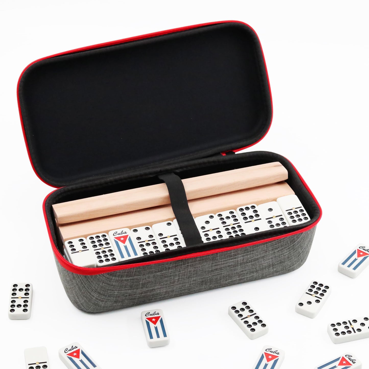 Generic Cuban Dominoes Double Nine Set – 55 Tiles & 4 Wooden Trays | Cuban Traditions Gift