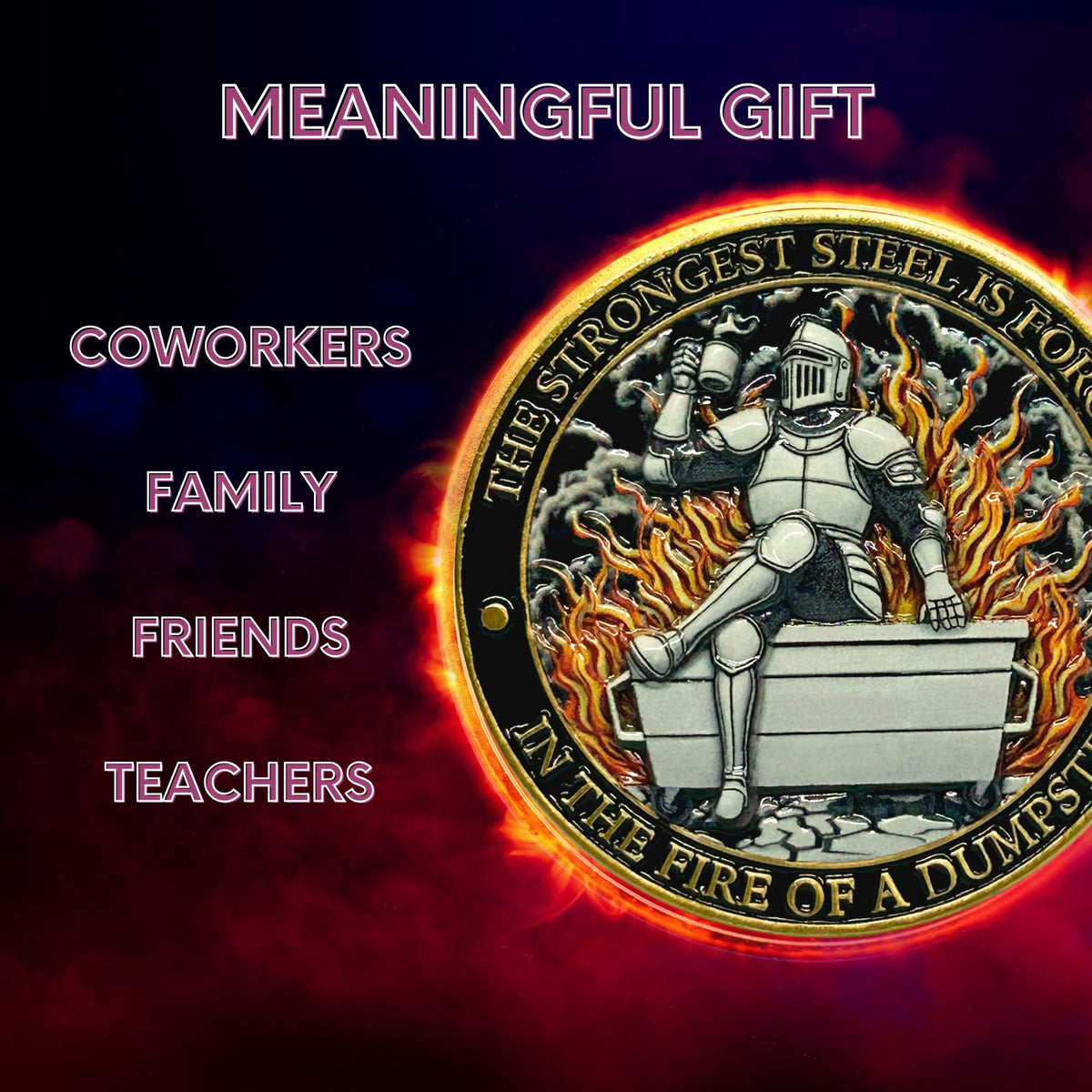 Generic Dumpster Fire Challenge Coin – Phoenix & Knight Design
