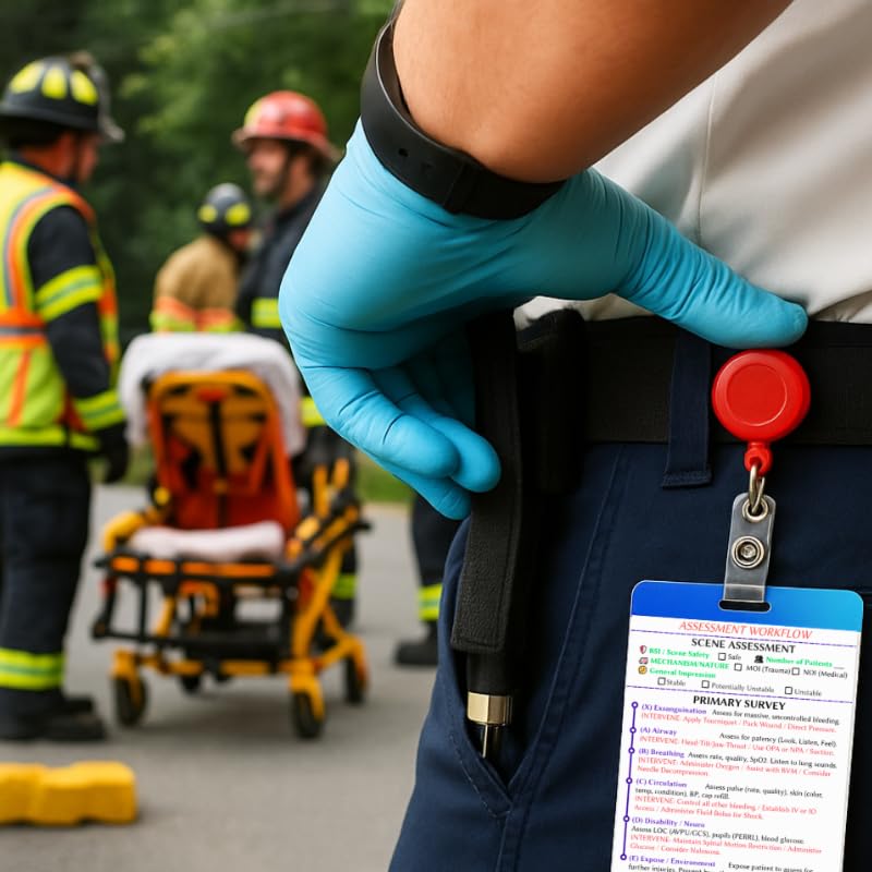 Generic EMT Pocket Guide & Paramedic Flashcards – 2025 Edition | Waterproof EMS Card Set + Badge Reel