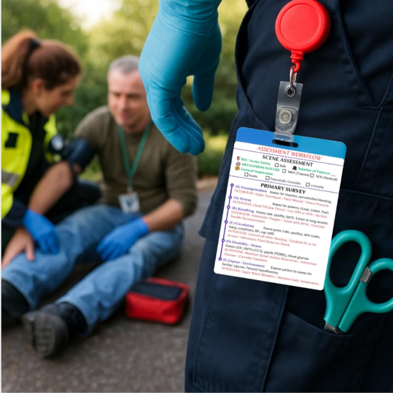 Generic EMT Pocket Guide & Paramedic Flashcards – 2025 Edition | Waterproof EMS Card Set + Badge Reel