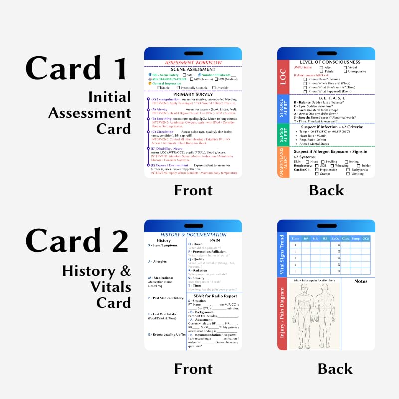 Generic EMT Pocket Guide & Paramedic Flashcards – 2025 Edition | Waterproof EMS Card Set + Badge Reel