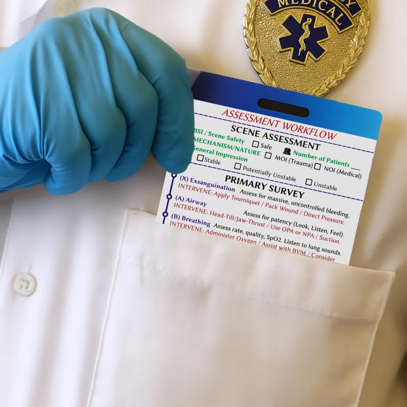 Generic EMT Pocket Guide & Paramedic Flashcards – 2025 Edition | Waterproof EMS Card Set + Badge Reel