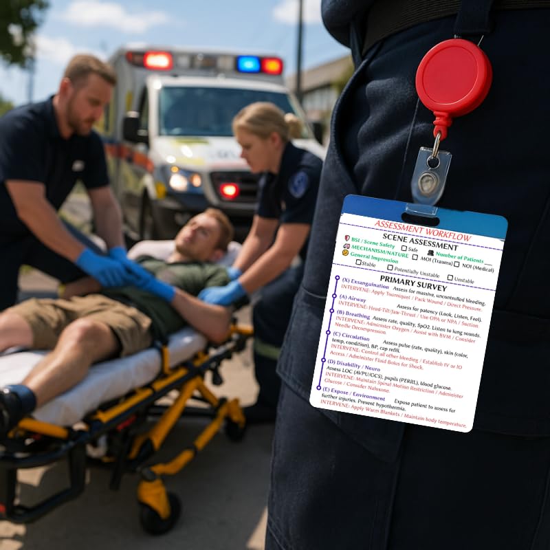 Generic EMT Pocket Guide & Paramedic Flashcards – 2025 Edition | Waterproof EMS Card Set + Badge Reel