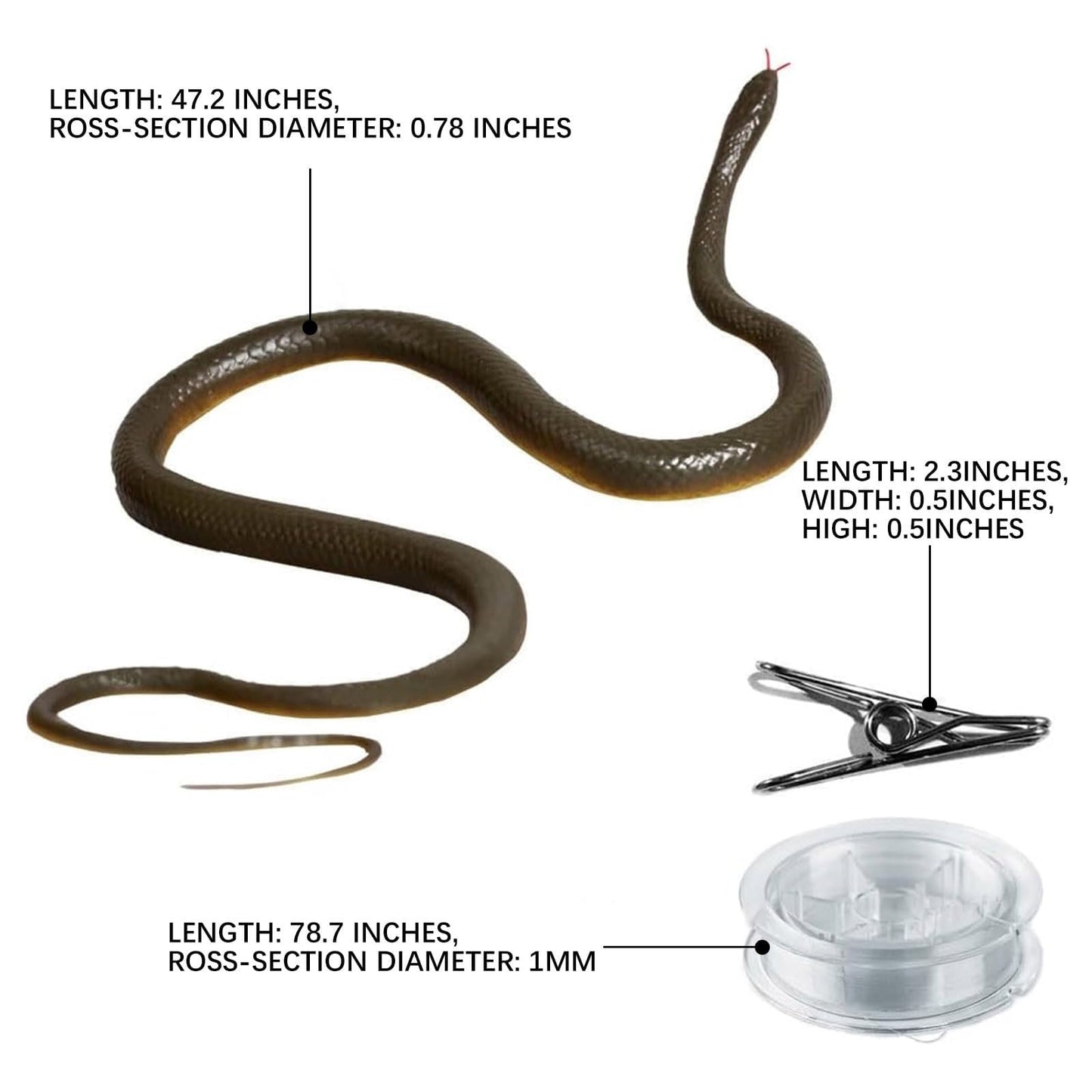Generic Fake Snake Prank Kit – Realistic Rubber Snake with String & Clip