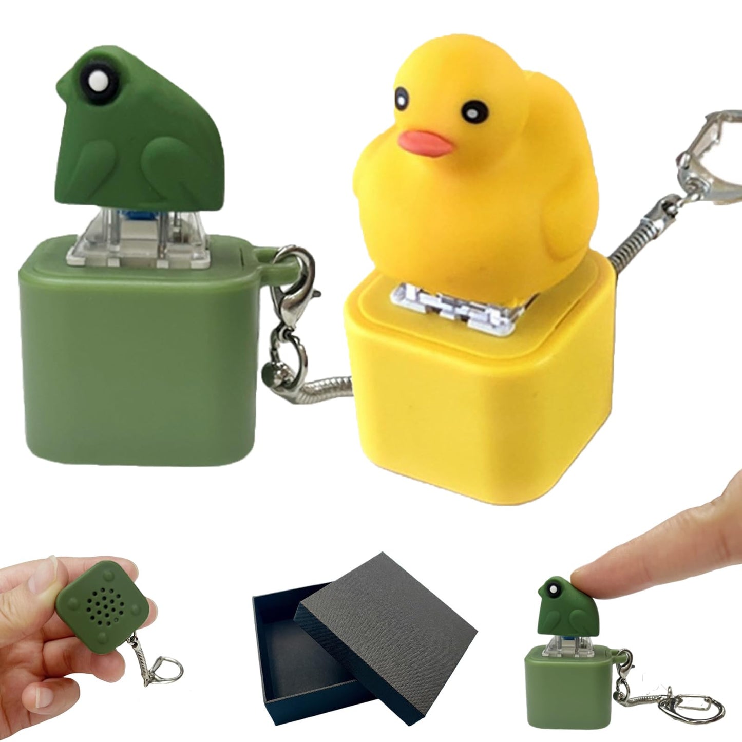 Generic Frog Croaking Fidget Toy Rechargeable Quacking Duck Keychain with Colorful Lights