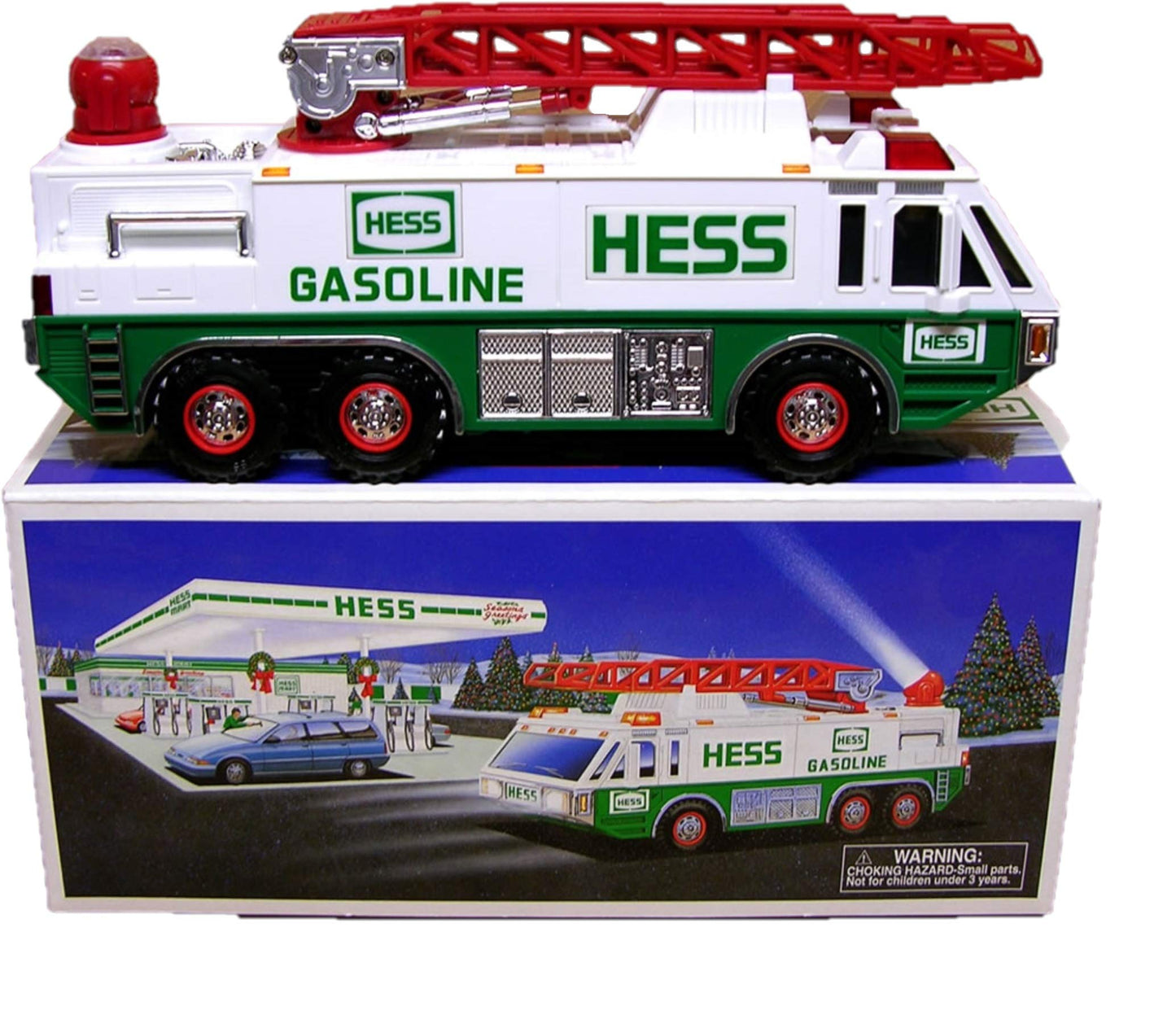 Generic Hess Emergency Rescue Fire Ladder Truck 1996 – White, 11-Inch Die-Cast