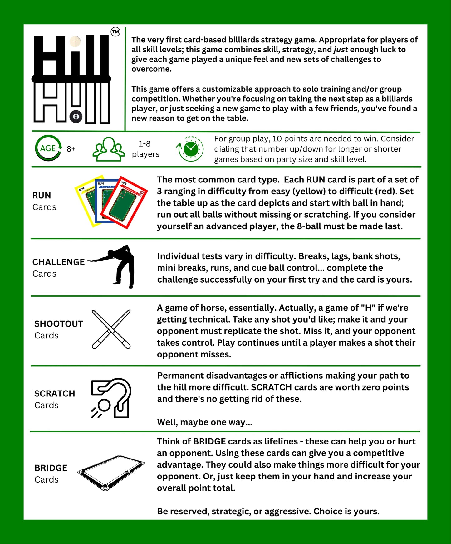 Hill Hill Card-Based Billiards Strategy Game – Generic